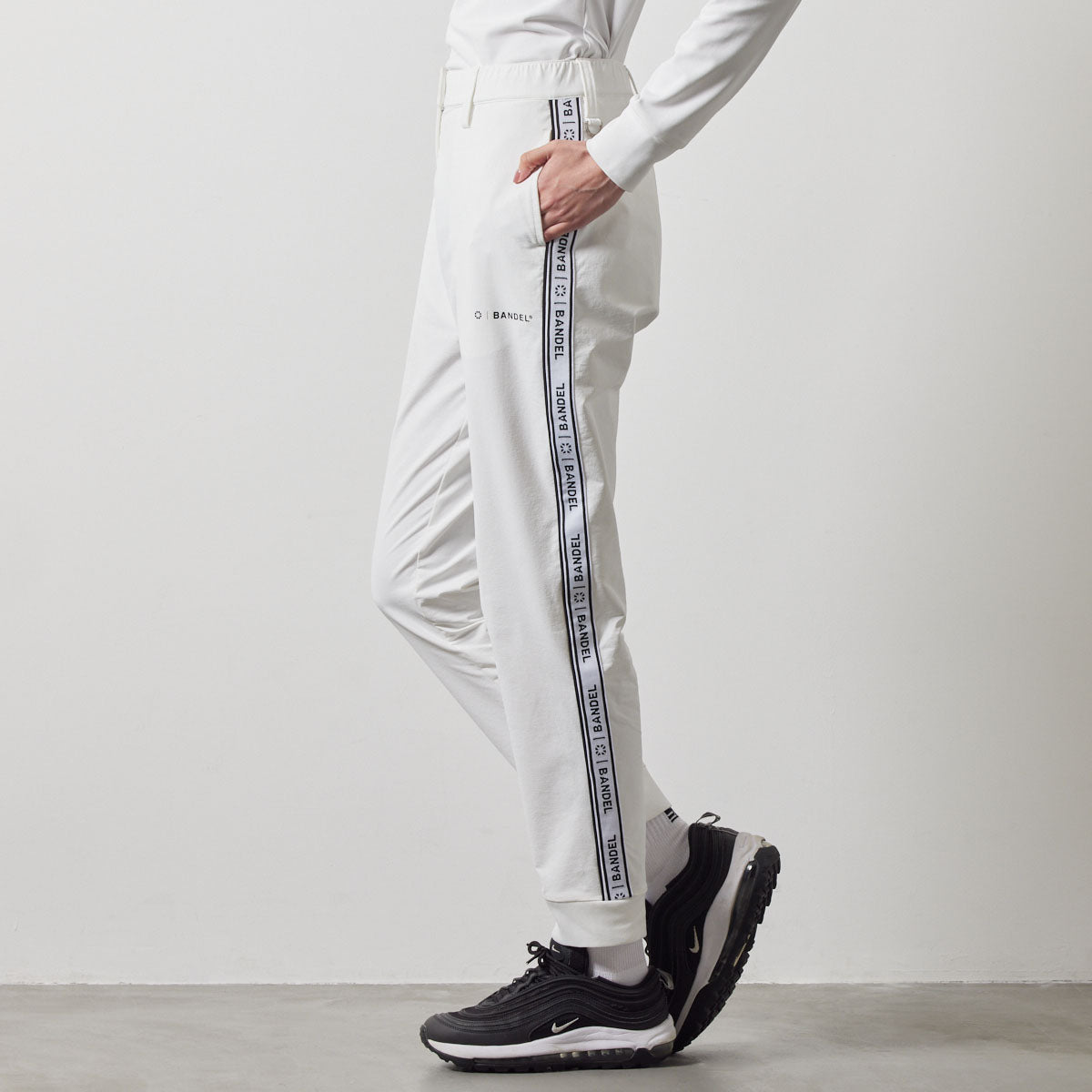 WOMENS WATER REPELLENT PIPING LONGPANTS BGS-W4AWPLP 高耐久 4WAYストレッチ 撥水 起毛 ウォッシャブル セットアップ / WHITE