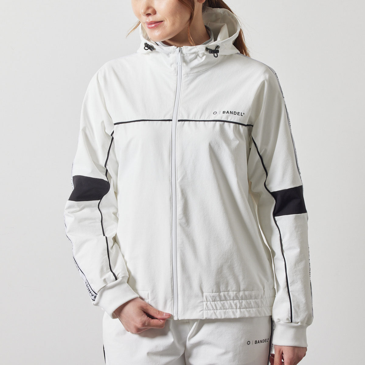 WOMENS WATER REPELLENT PIPING ZIP PARKA BGS-W4AWPZP 高耐久 4WAYストレッチ 撥水 起毛 イージーケア セットアップ / WHITE
