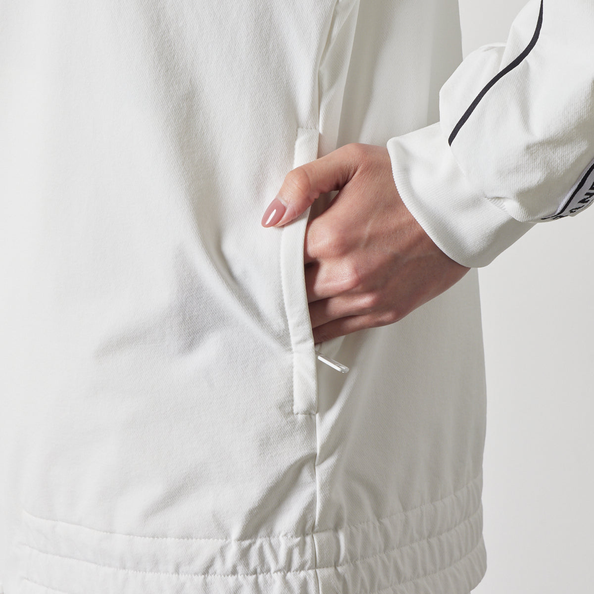 WOMENS WATER REPELLENT PIPING ZIP PARKA BGS-W4AWPZP 高耐久 4WAYストレッチ 撥水 起毛 イージーケア セットアップ / WHITE