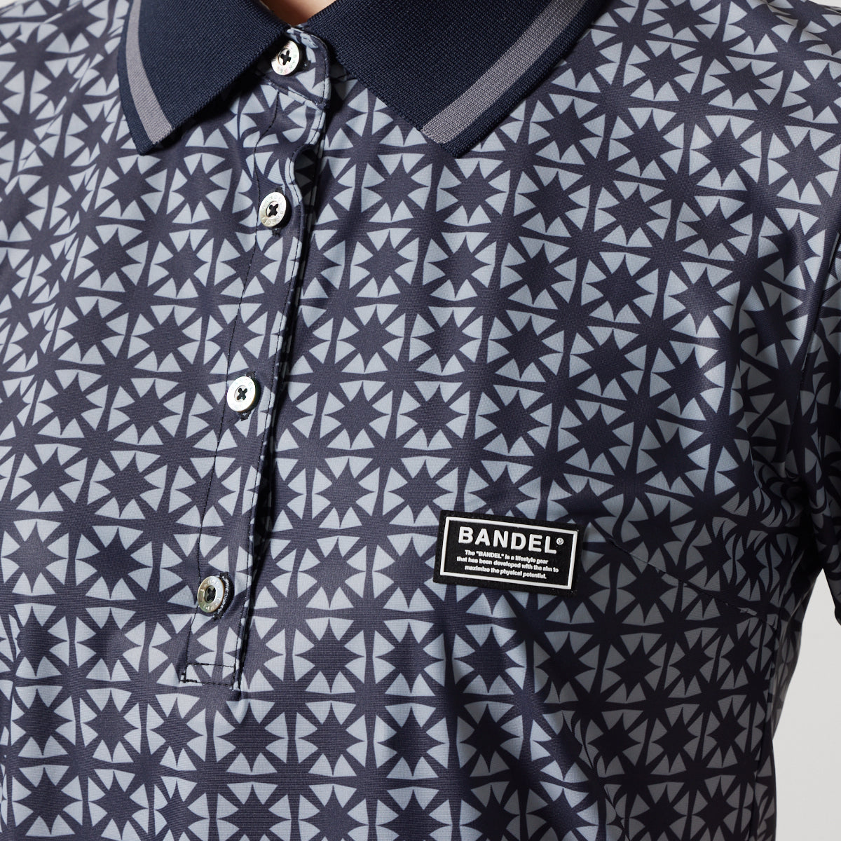 BANDEL GOLF バンデルゴルフ ポロシャツ WOMENS ALLOVER S/S POLO SHIRTS BGS-W4SAOPL BLACKxGRAY ブラック グレー