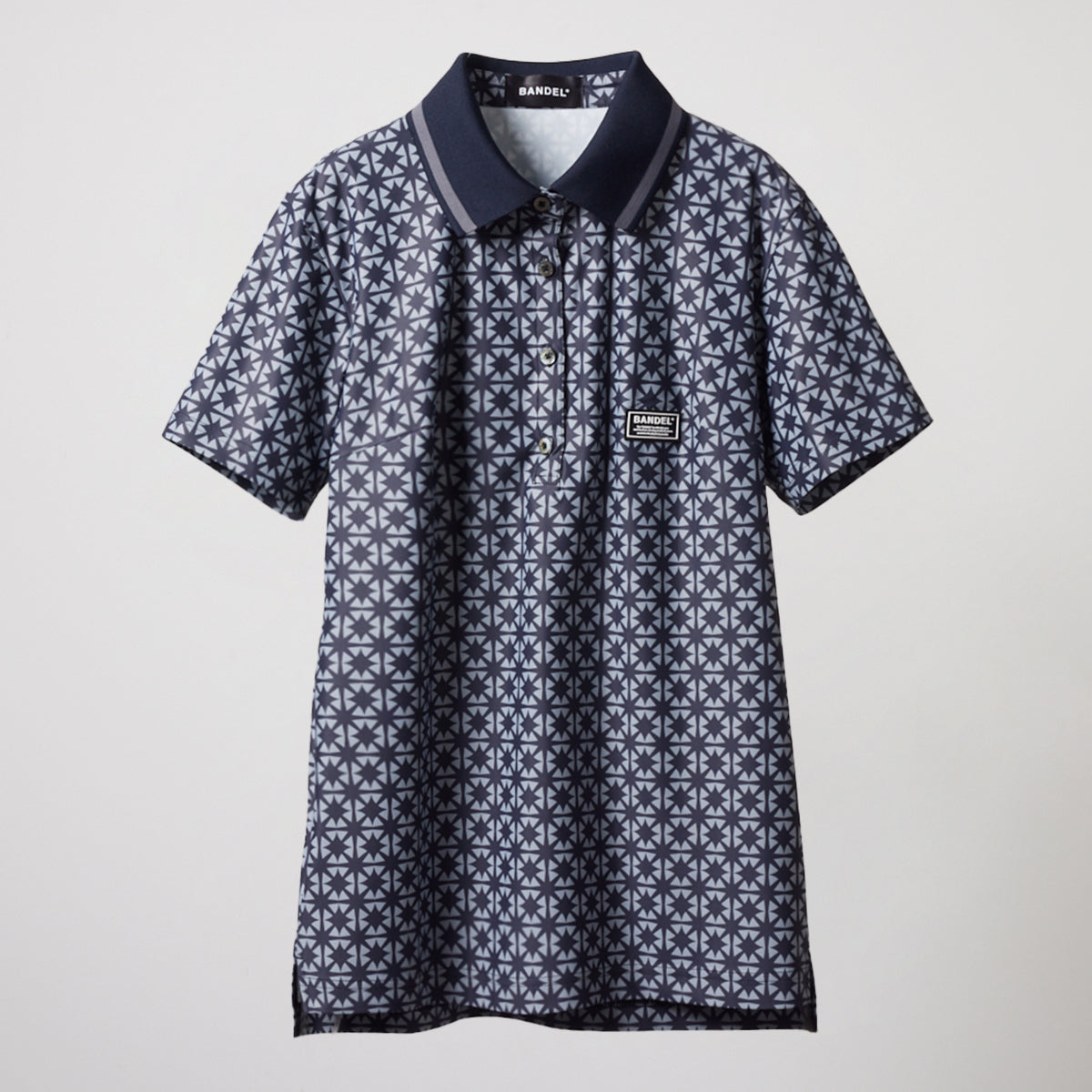 BANDEL GOLF バンデルゴルフ ポロシャツ WOMENS ALLOVER S/S POLO SHIRTS BGS-W4SAOPL BLACKxGRAY ブラック グレー