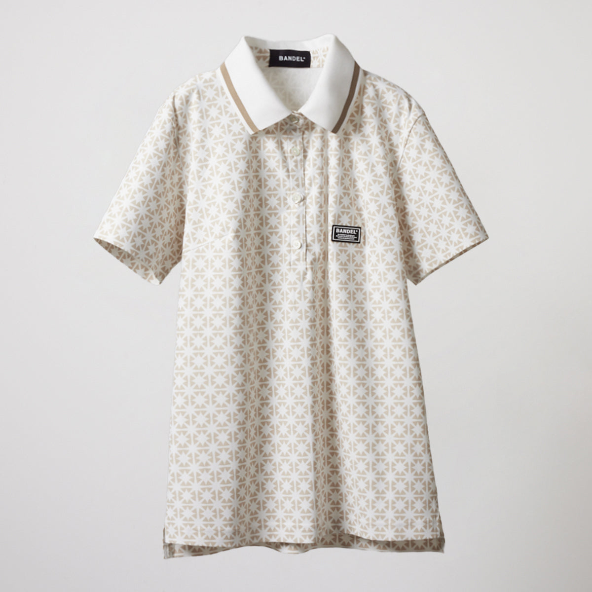 BANDEL GOLF バンデルゴルフ ポロシャツ WOMENS ALLOVER S/S POLO SHIRTS BGS-W4SAOPL WHITExBEIGE ホワイト ベージュ