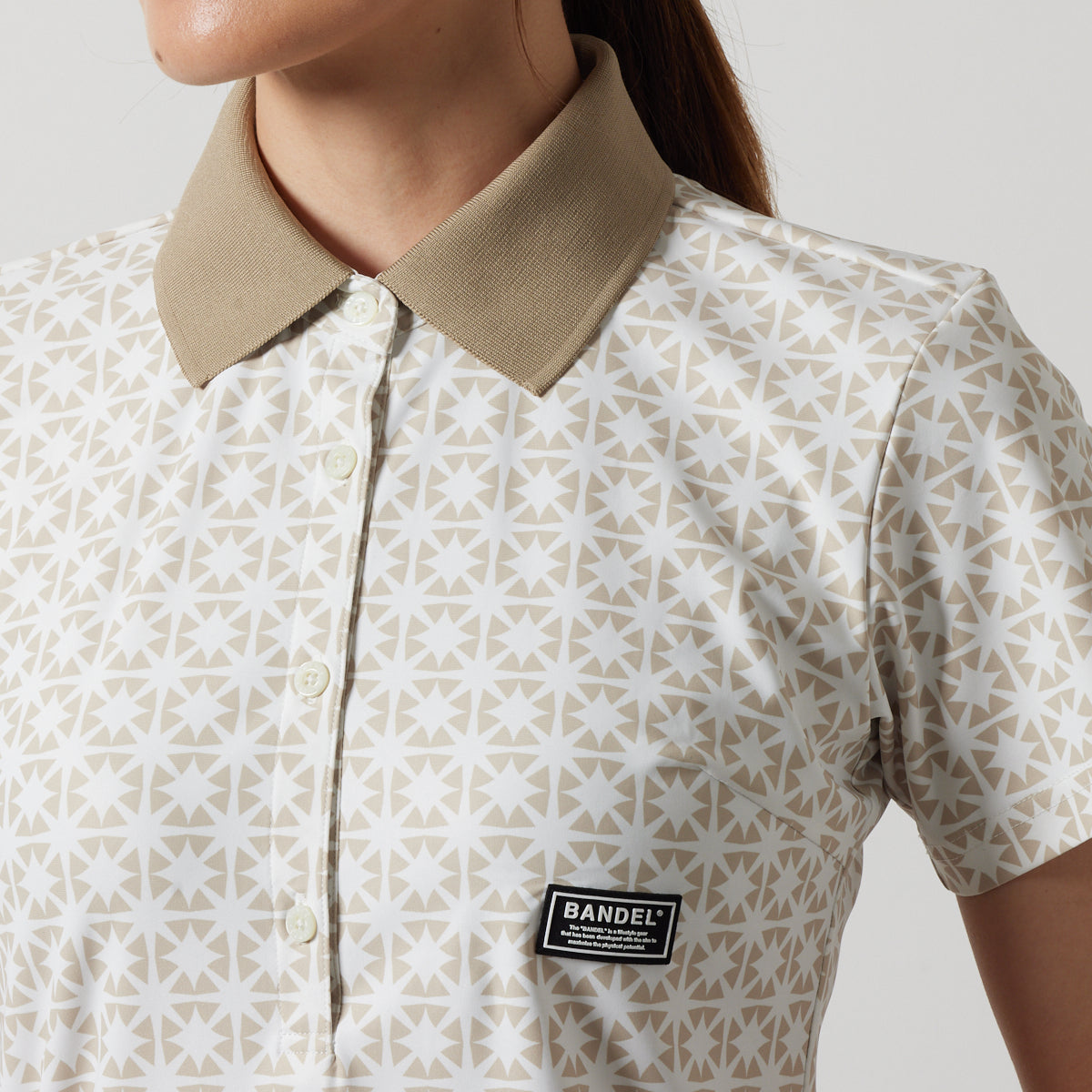 BANDEL GOLF バンデルゴルフ ワンピース WOMENS ALLOVER STRECH POLO ONE-PIECE BGS-W4SAOPO WHITExBEIGE ホワイト ベージュ