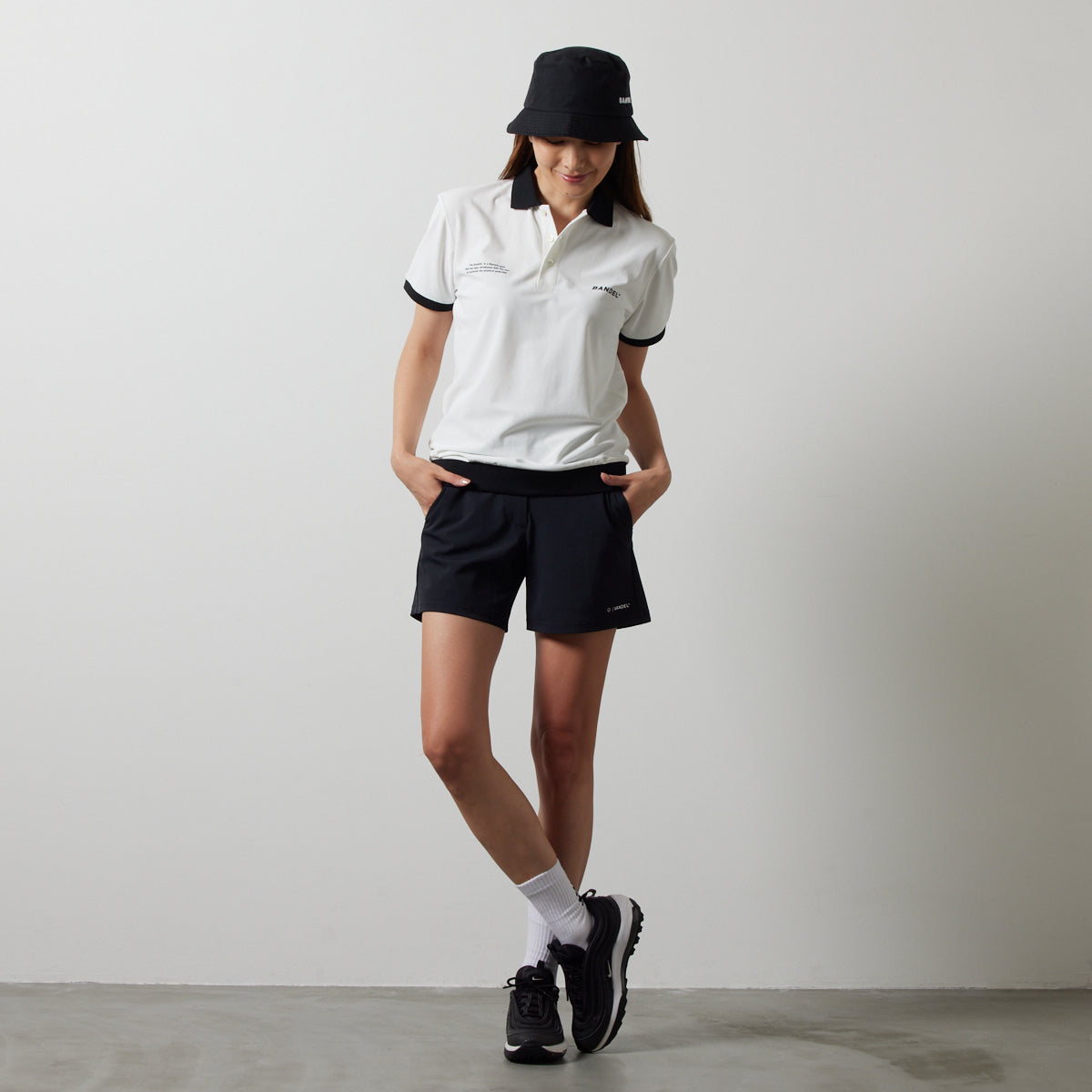 BANDEL GOLF バンデルゴルフ ポロシャツ WOMENS BICOLOR RIB S/S POLO SHIRTS BGS-W4SLFPL WHITExBLACK ホワイト ブラック