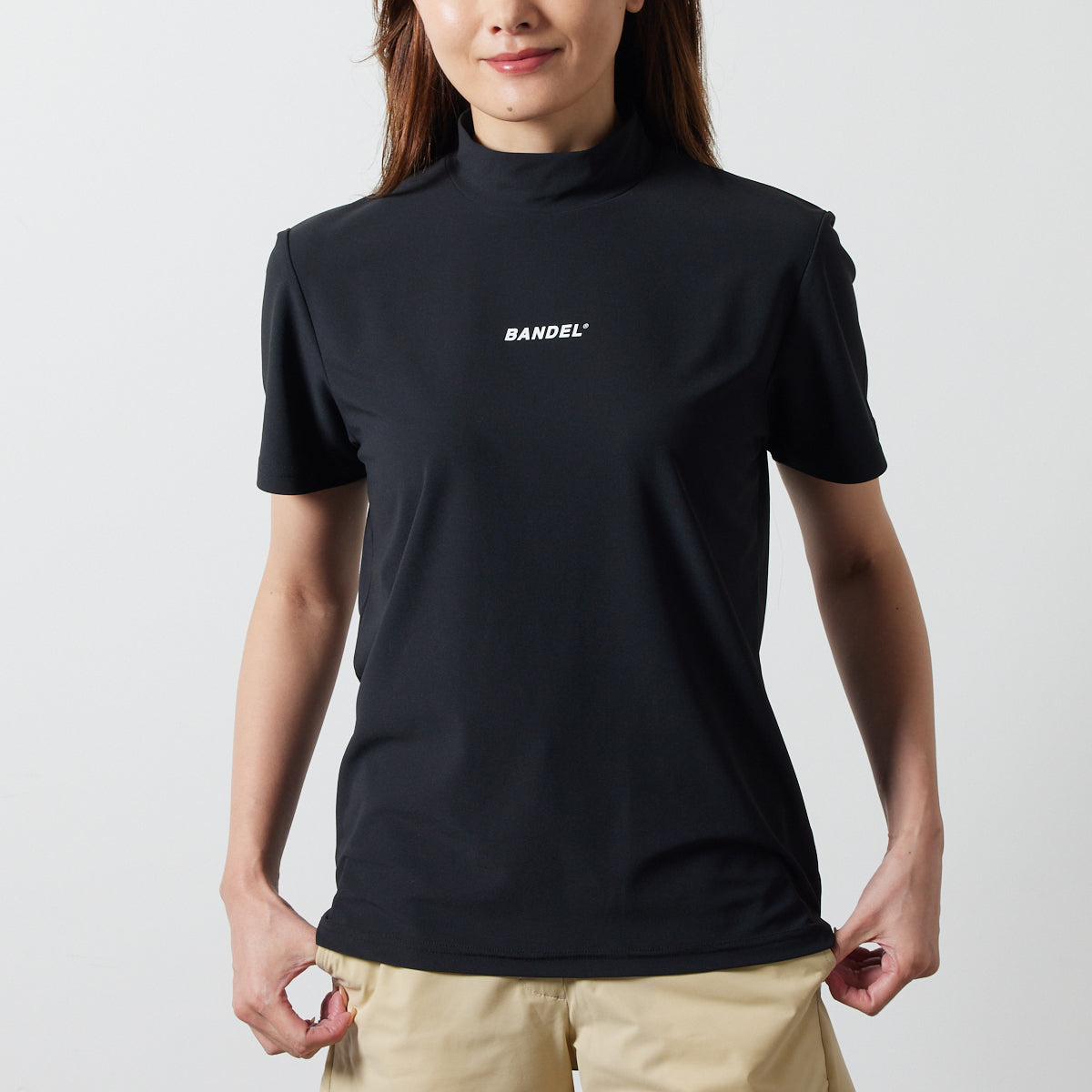 BANDEL GOLF バンデルゴルフ モックネック WOMENS STRAIGHT LOGO S/S MOCK NECK SHIRTS BGS-W4SLTMC BLACK ブラック
