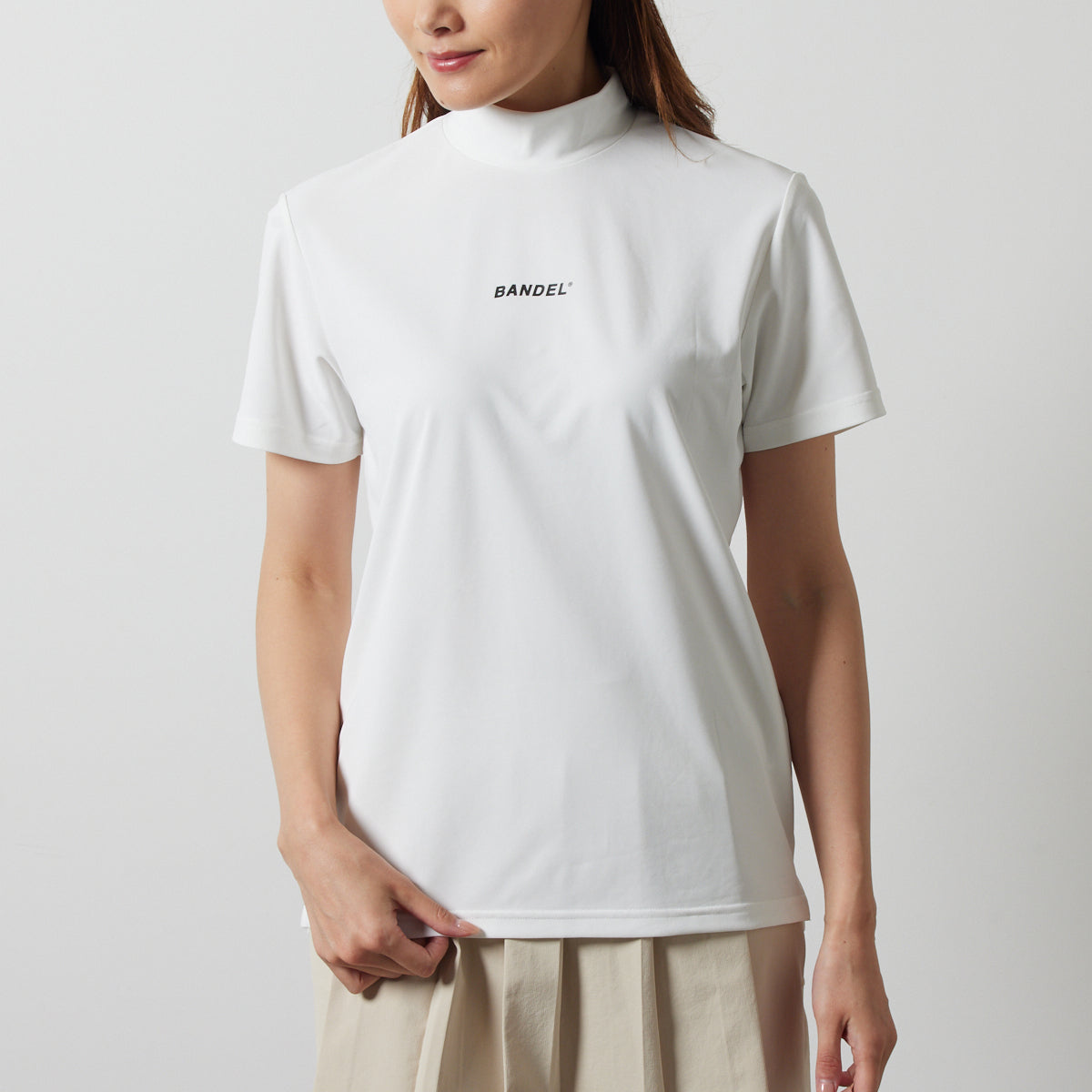 BANDEL GOLF バンデルゴルフ モックネック WOMENS STRAIGHT LOGO S/S MOCK NECK SHIRTS BGS-W4SLTMC WHITE ホワイト