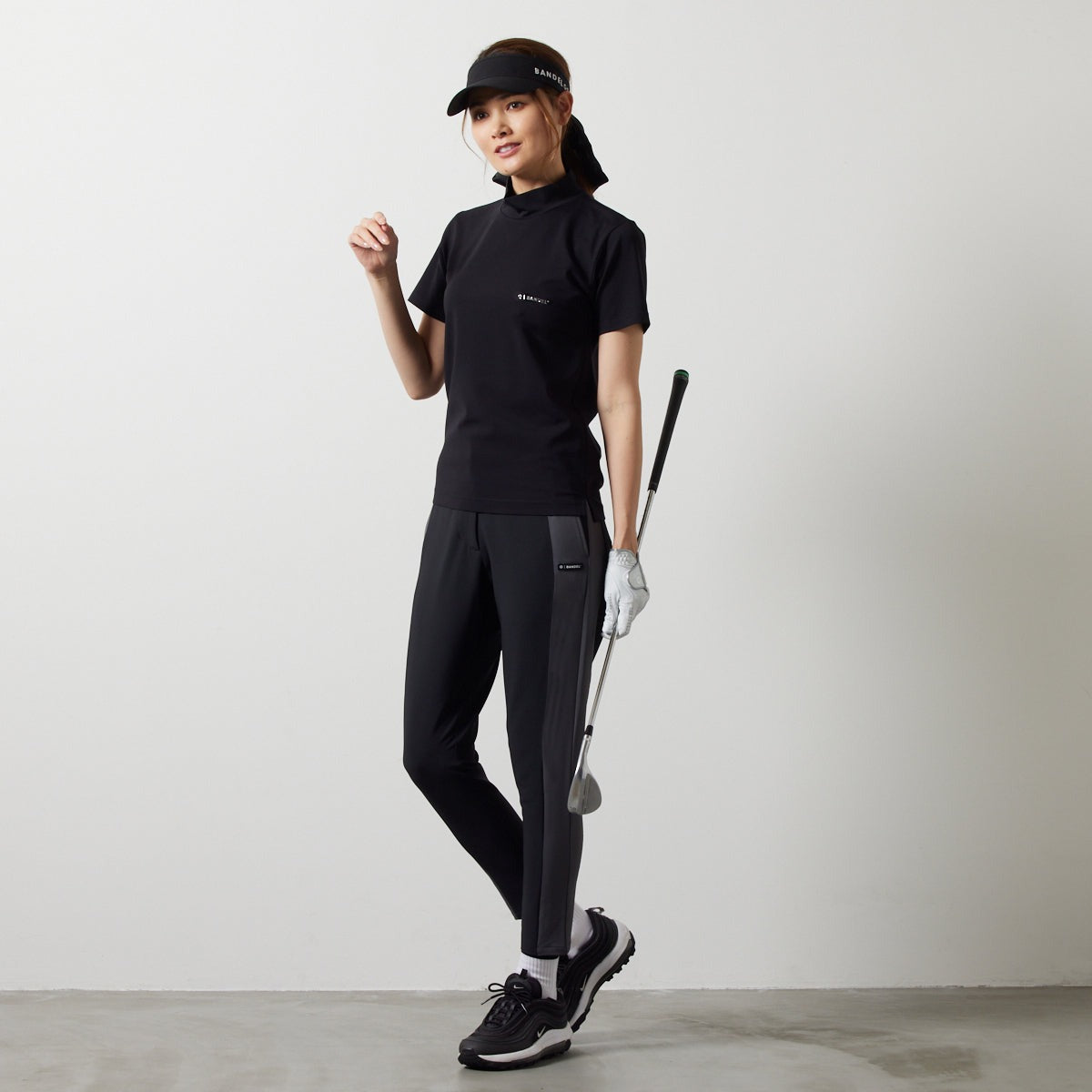 BANDEL GOLF バンデルゴルフ ロングパンツ WOMENS SIDE PANEL SWITCH TAPERED PANTS BGS-W4SSSPT BLACKxGRAY ブラック グレー