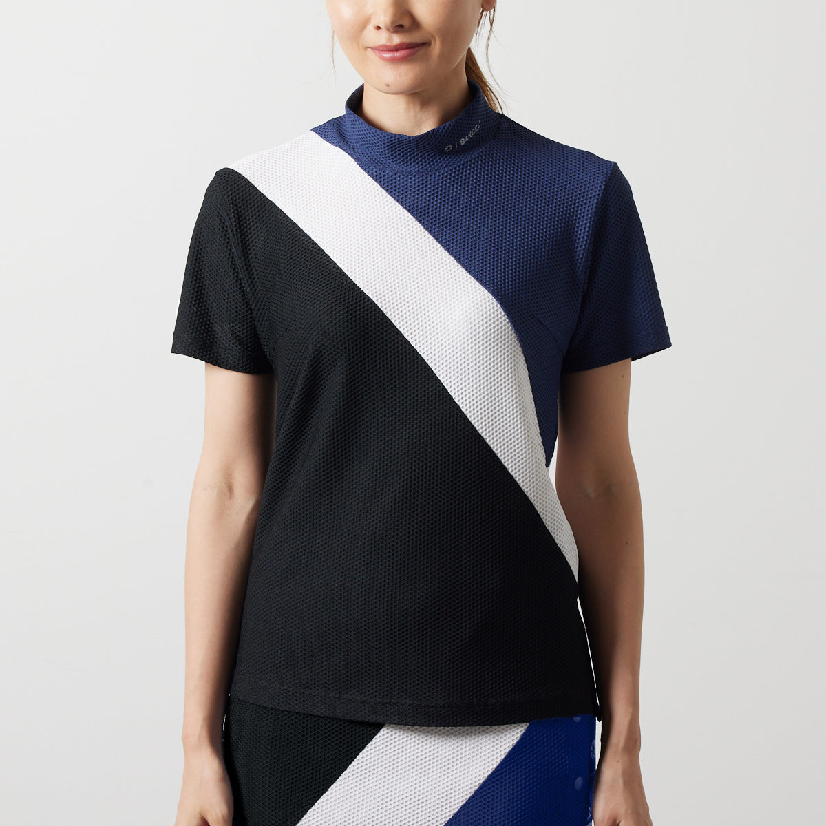 WOMENS STRIPES SWITCH S/S MOCK NECK SHIRTS BGS-W4SSTMC モックネック / NAVYxWHITExBLACK