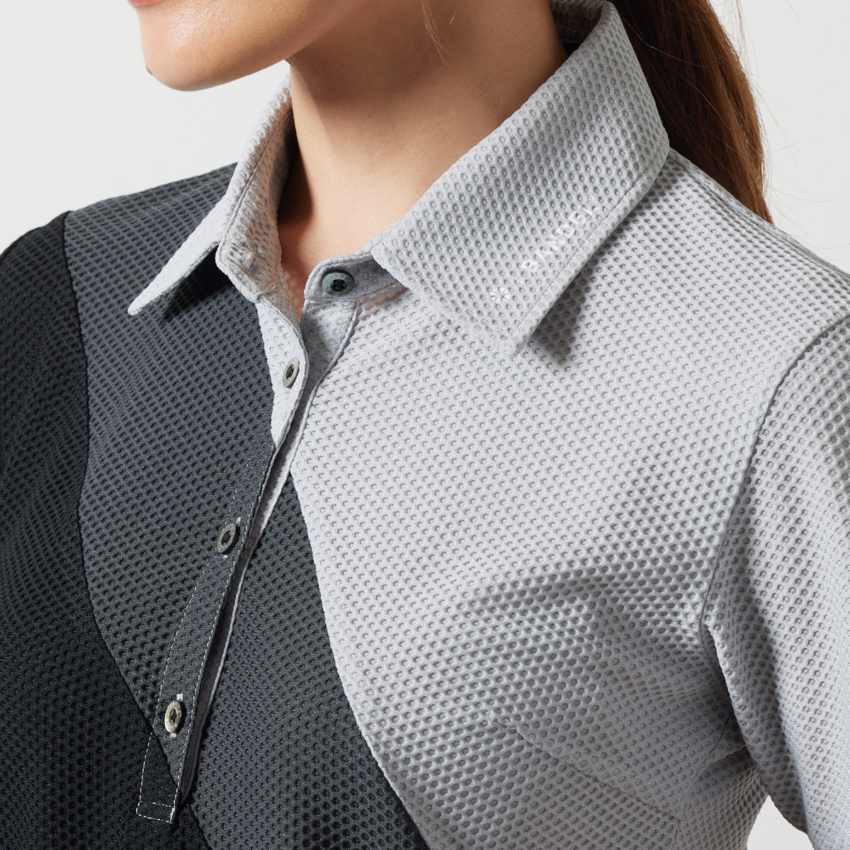 WOMENS STRIPES SWITCH S/S POLO SHIRTS BGS-W4SSTPL ポロシャツ / GRAYxCHARCOALxBLACK