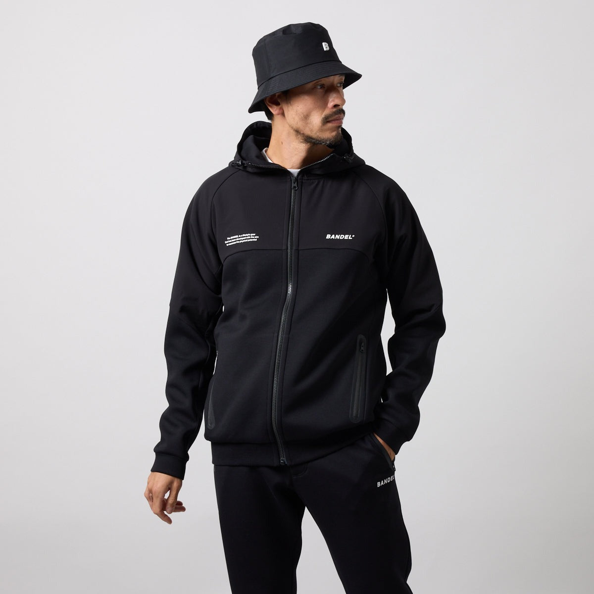 TECH FLEECE ZIP HOODIE BNS-4ATFPT ストレッチ スタンドカラー セットアップ / BLACK