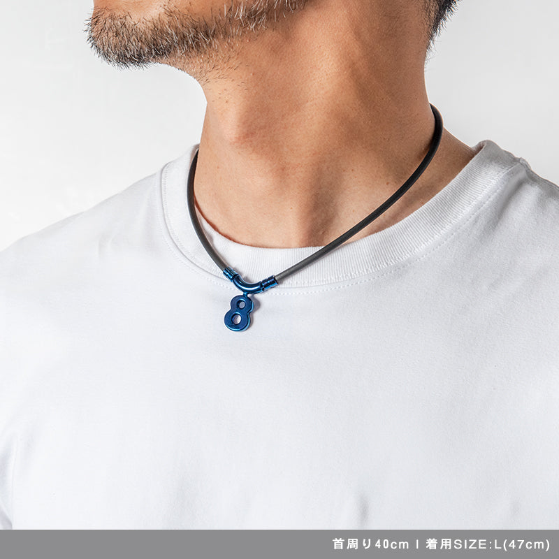 BANDEL × muta コラボ 2024AW 新色 Healthcare Necklace Eight HLCNE-MT チタン / Black×Blue