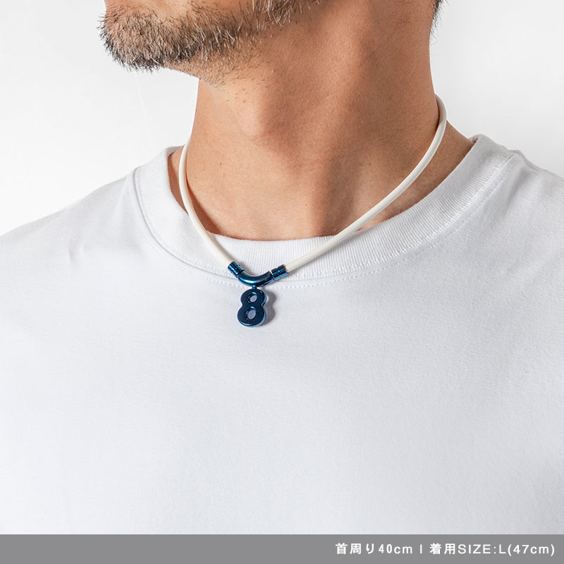 BANDEL × muta コラボ 2024AW 新色 Healthcare Necklace Eight HLCNE-MT チタン / White×Blue