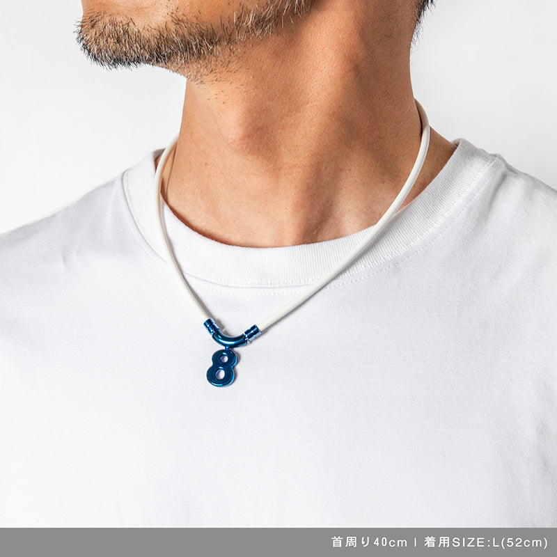BANDEL × muta コラボ 2024AW 新色 Healthcare Necklace Eight HLCNE-MT チタン / White×Blue