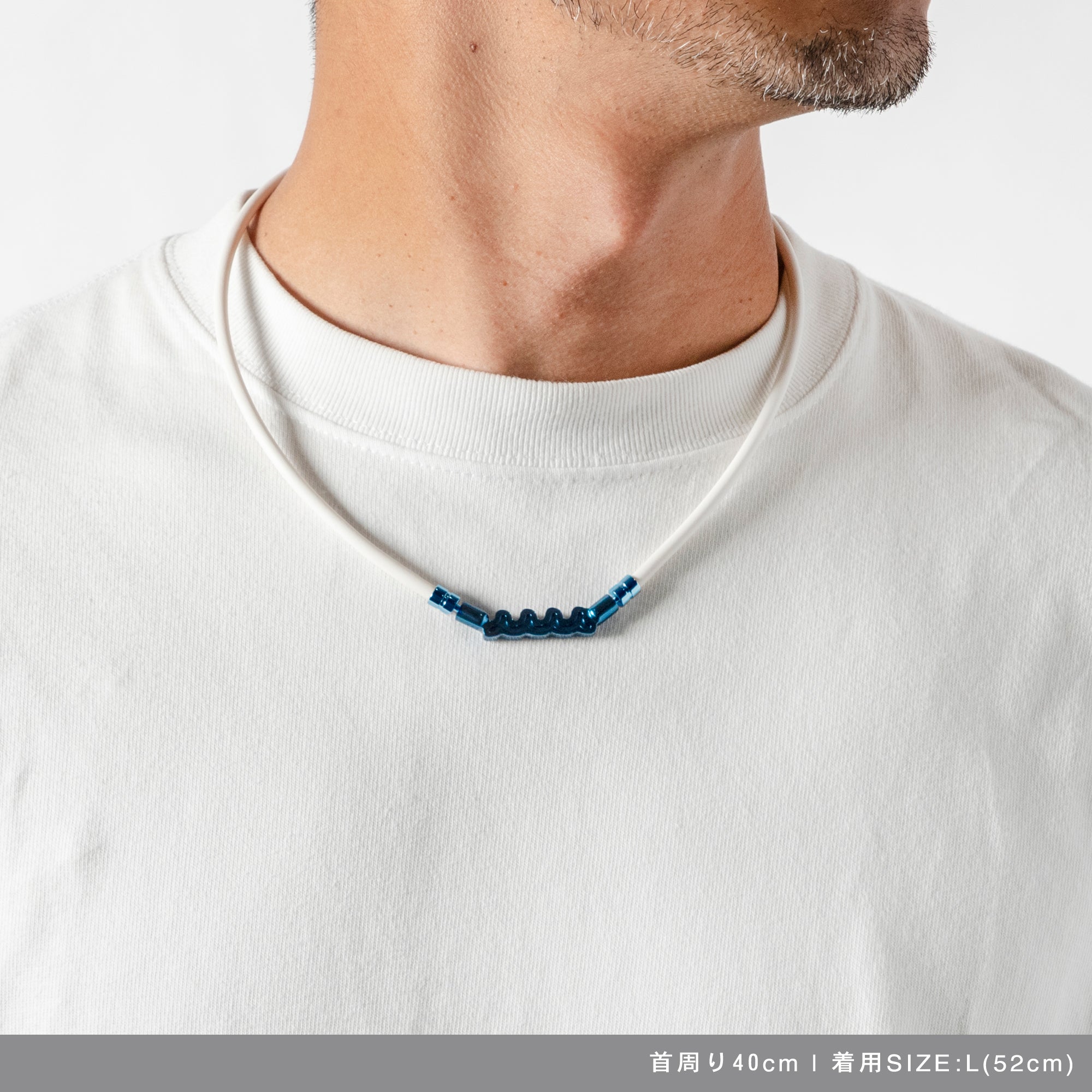 BANDEL × muta コラボ 2024AW 新色 Healthcare Necklace Wave HLCNW-MT チタン / White×Blue