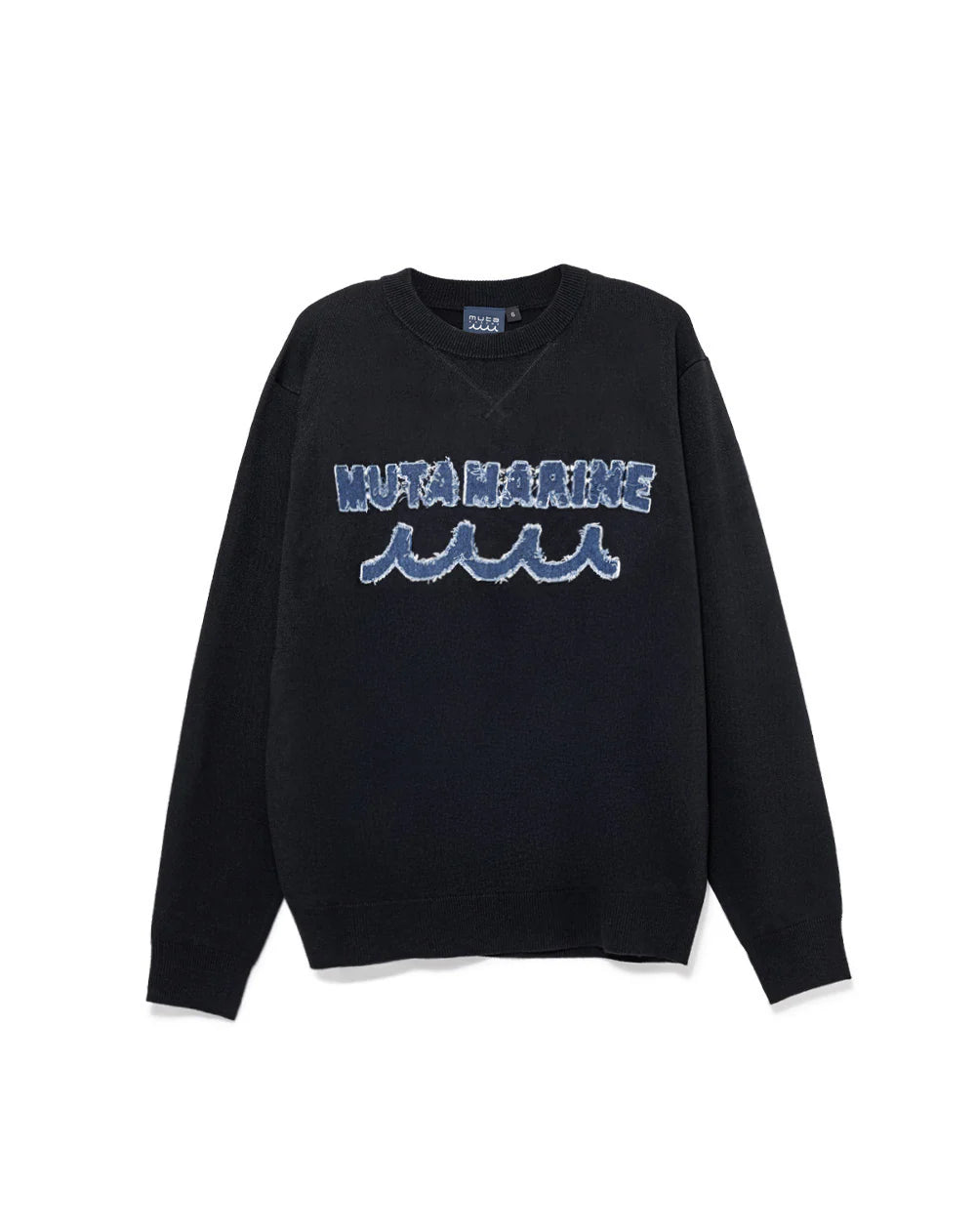 muta MARINE ムータマリン デニムパッチ クルーネックセーター muta MARINE ムータマリン デニムパッチ クルーネックセーター