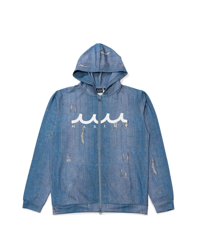 ダメージデニム柄 ラッシュパーカー MMTK-435071-DM