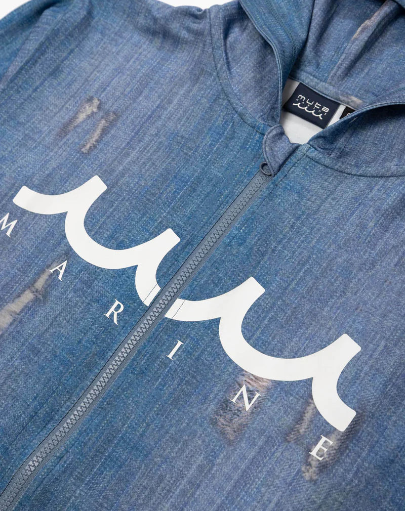 ダメージデニム柄 ラッシュパーカー MMTK-435071-DM