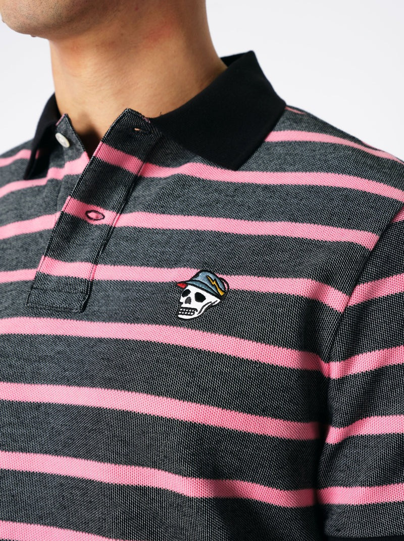 ポロシャツ Classic Border Polo 763472026 BLACKxPINK