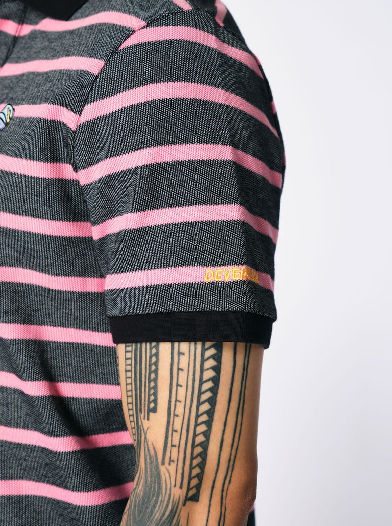 ポロシャツ Classic Border Polo 763472026 BLACKxPINK