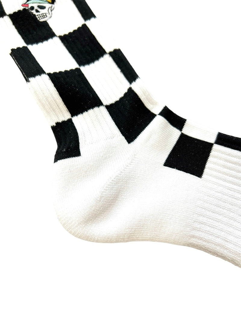 MENS FLAG CHECK REGULAR SOCKS 763472801 ソックス / WHITExBLACK