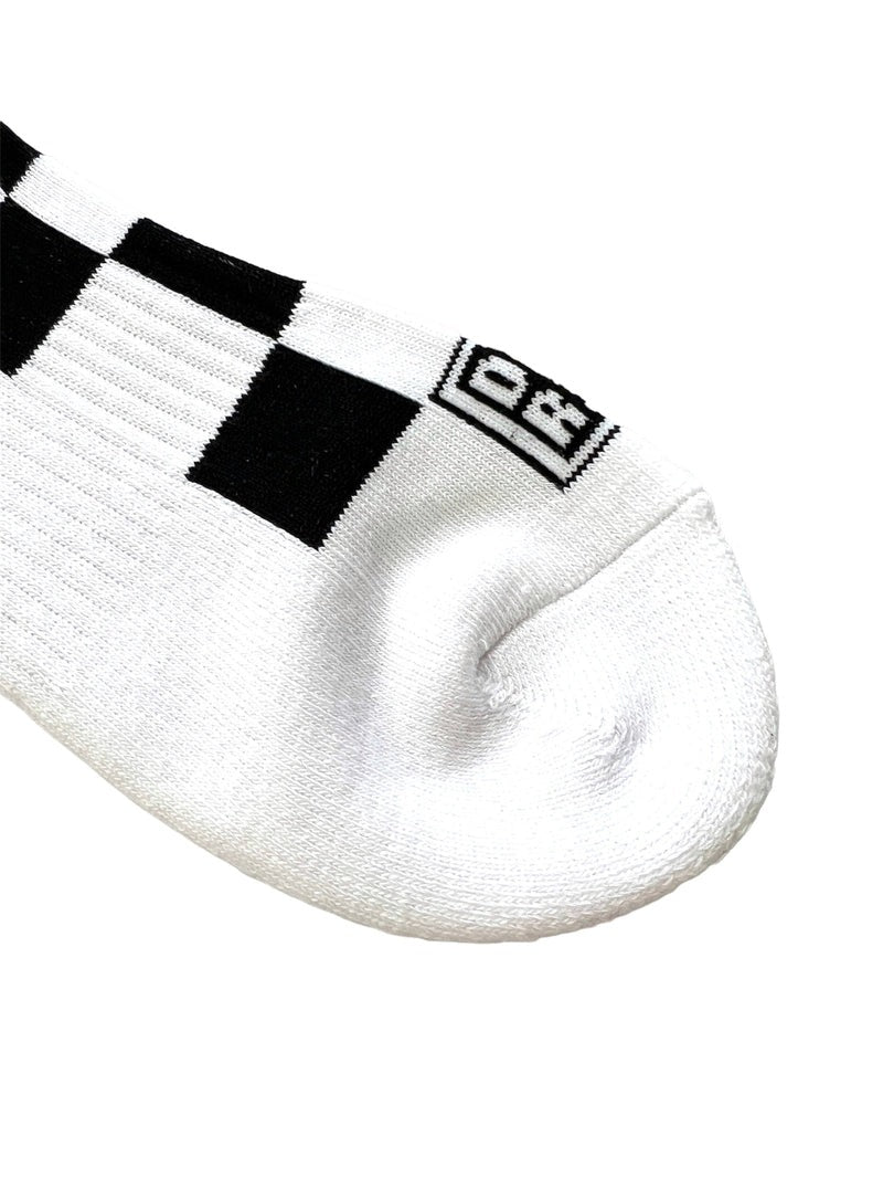 MENS FLAG CHECK REGULAR SOCKS 763472801 ソックス / WHITExBLACK