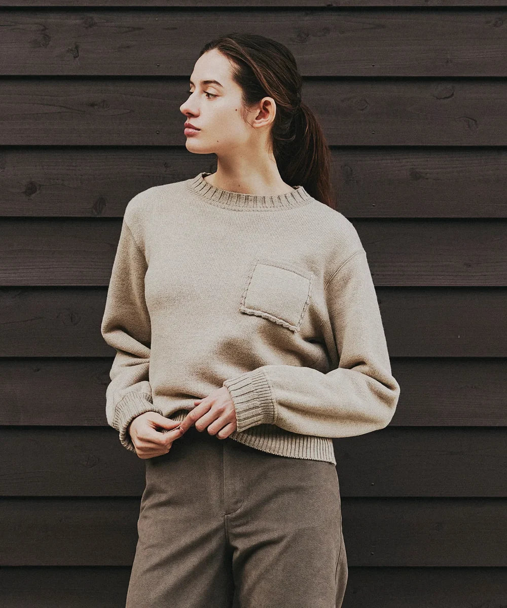 SEA GREEN FRENCH TERRY KNIT PULLOVER