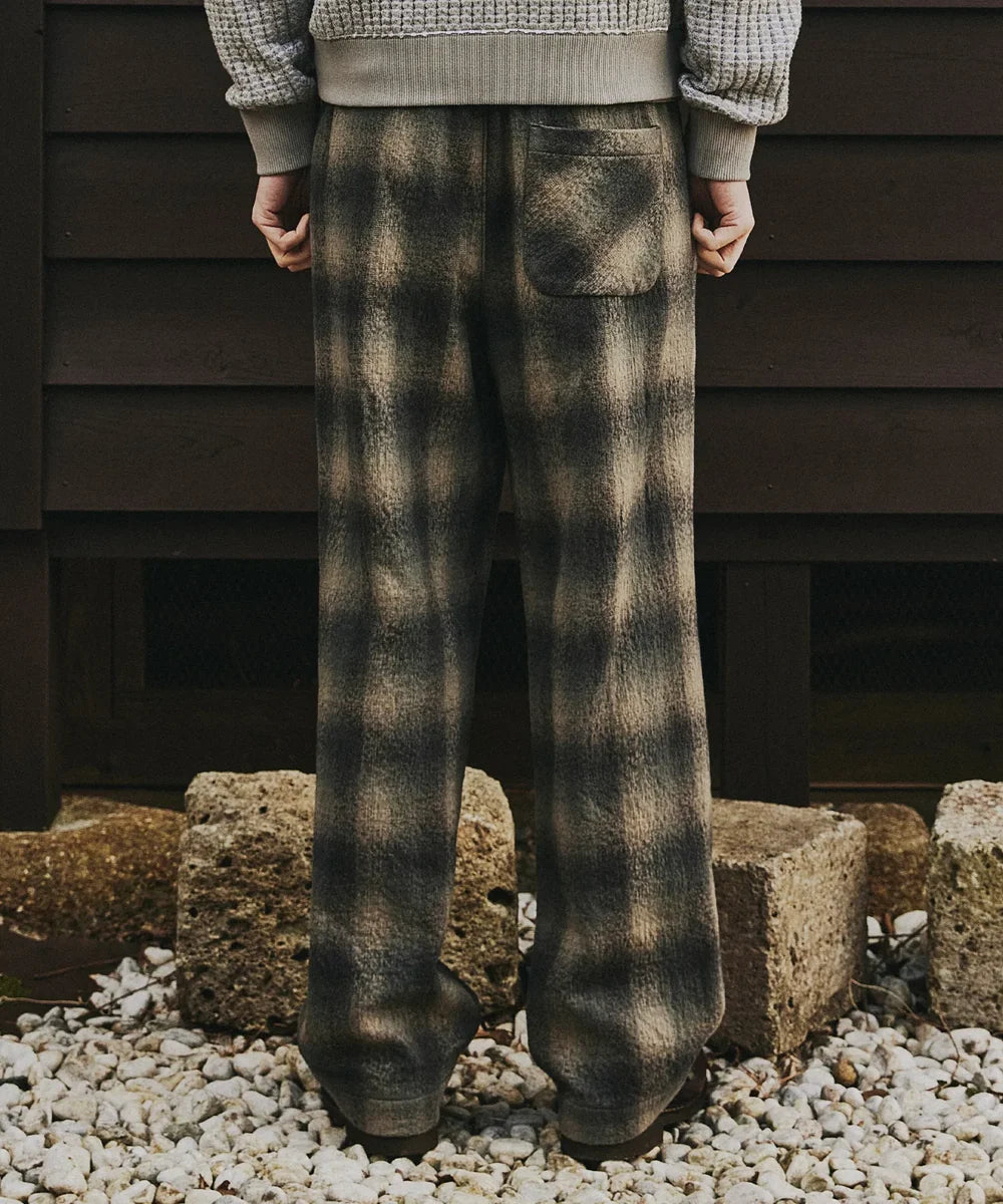 SEA GREEN BOILED WOOL COTTON PANTS