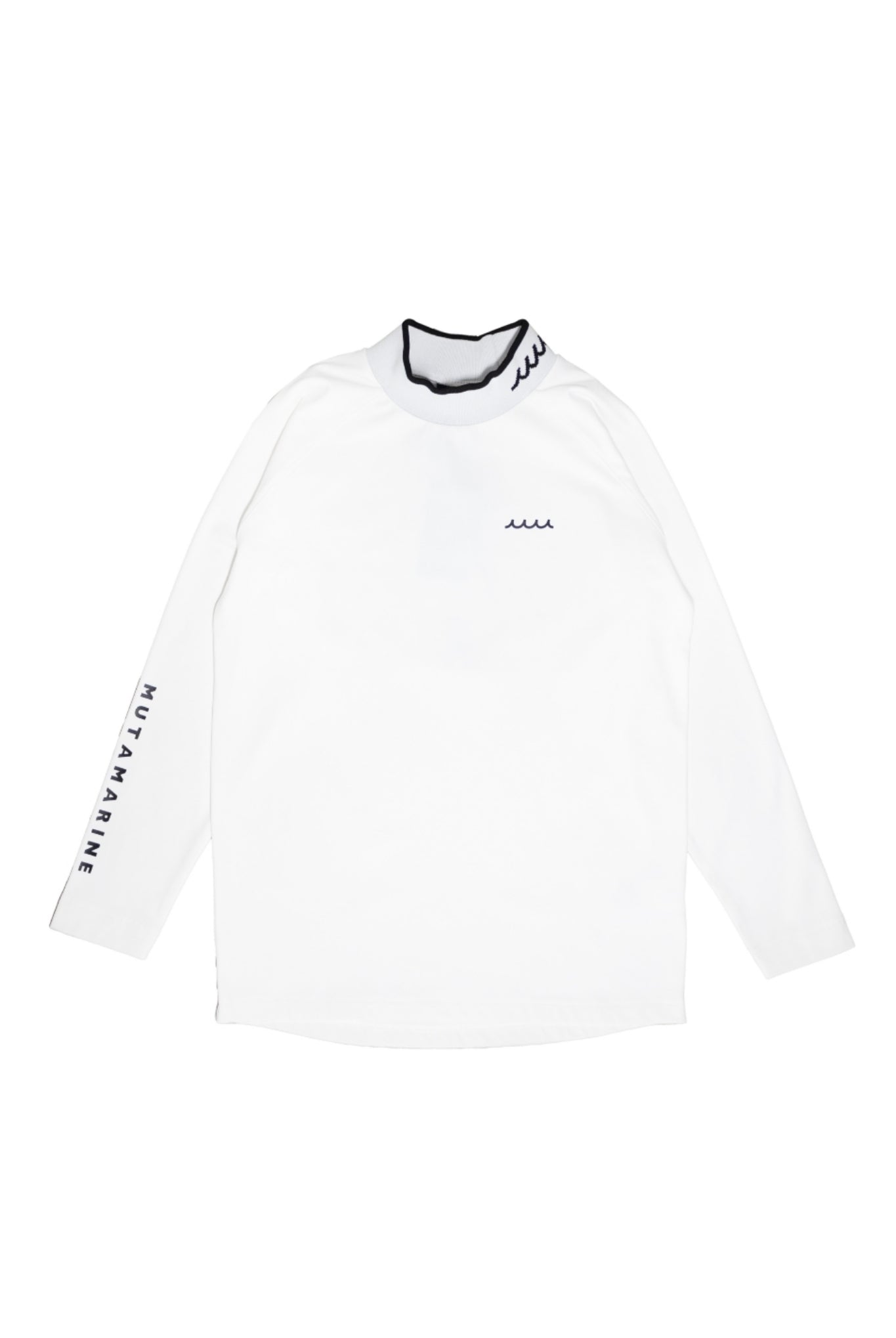 ナイロンジャージ モックネック プルオーバー MGSG-240152 ストレッチ 裏起毛 / WHITE×BLACK