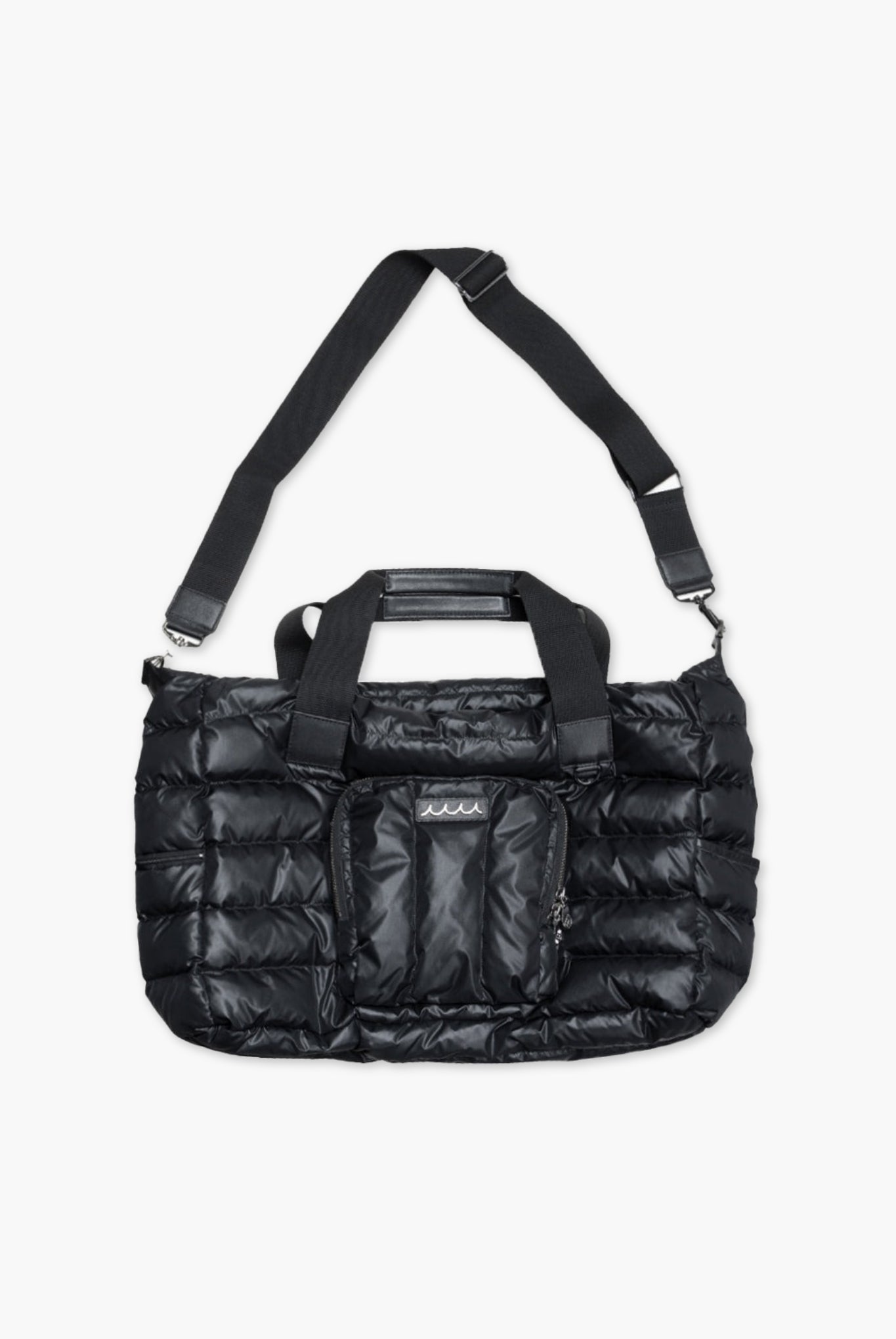 ナイロンキルティング ボストンバッグ MMBG-211111 ジップポケット ショルダーストラップ ユニセックス/ BLACK