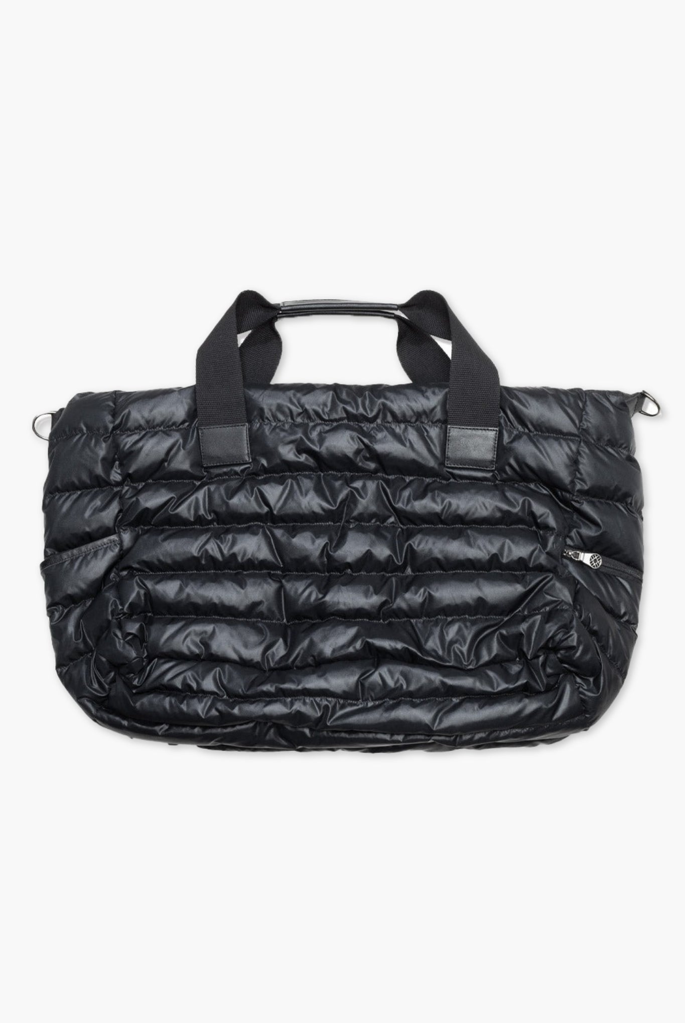 ナイロンキルティング ボストンバッグ MMBG-211111 ジップポケット ショルダーストラップ ユニセックス/ BLACK