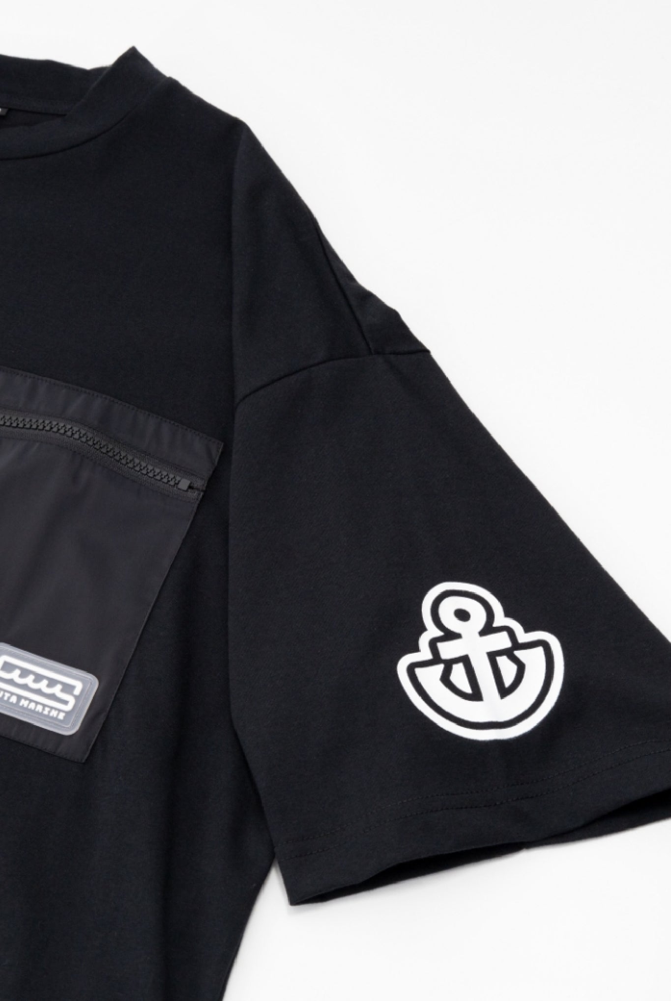 ドローストリング ポケットTシャツ ルーズフィット MMMK-434444 ドローコード サステナブル素材 / BLACK