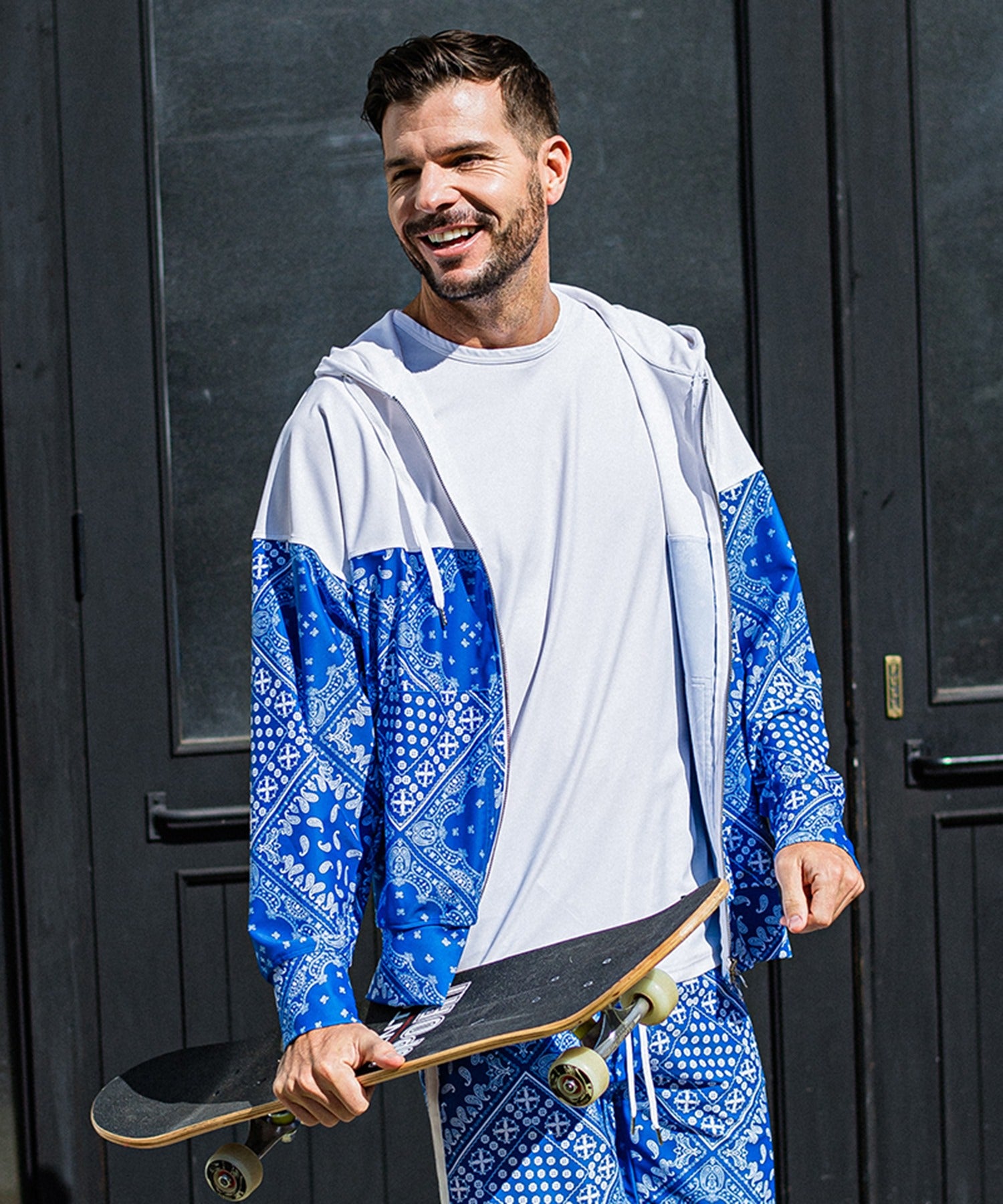 RESOUND CLOTHING リサウンド クロージング RC32-C-001 ラッシュ フーディ セットアップ Paisley RUSH OV ZIPUP HOODIE BANDANA BULE バンダナ ブルー