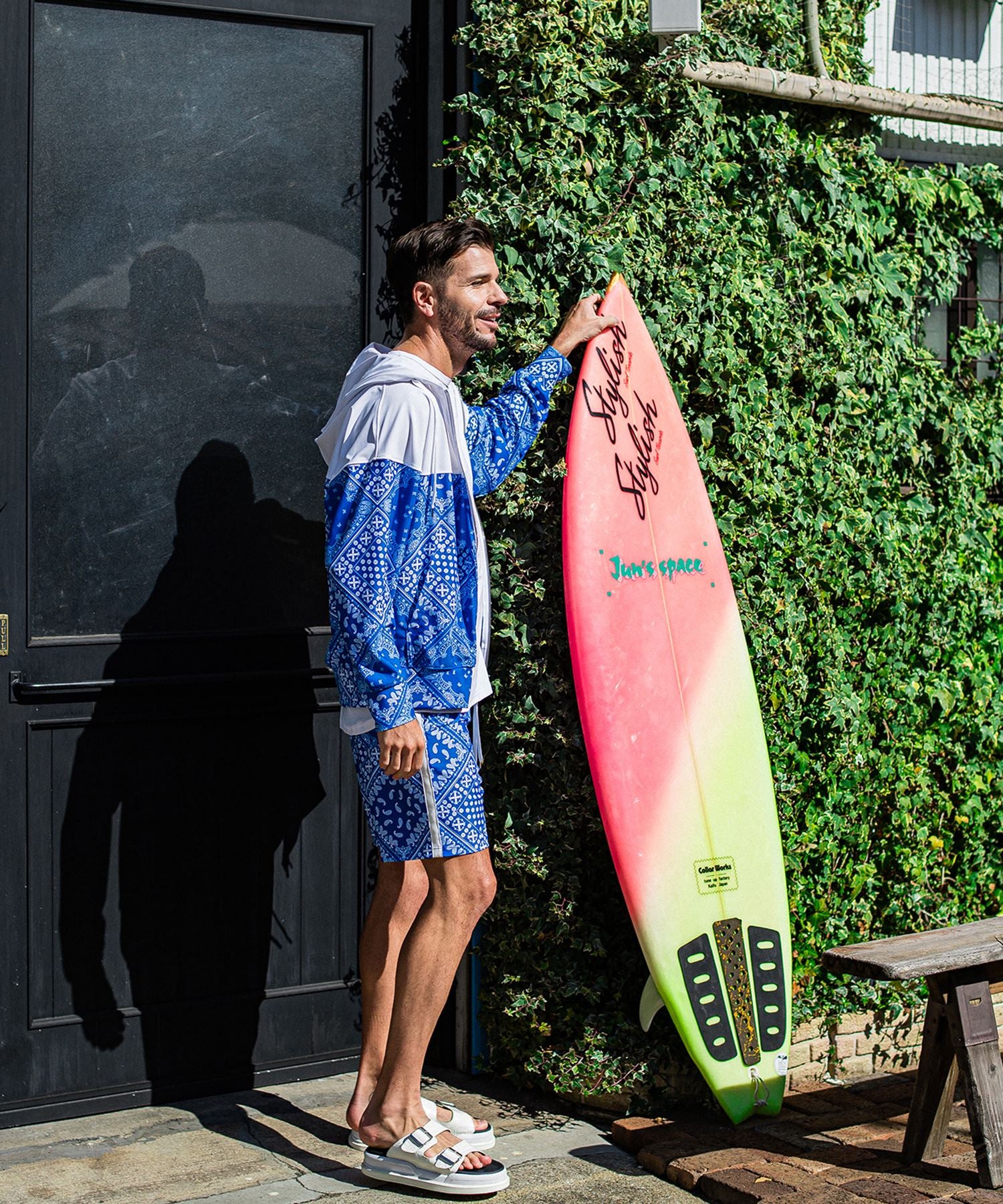 RESOUND CLOTHING リサウンド クロージング RC32-C-001 ラッシュ フーディ セットアップ Paisley RUSH OV ZIPUP HOODIE BANDANA BULE バンダナ ブルー