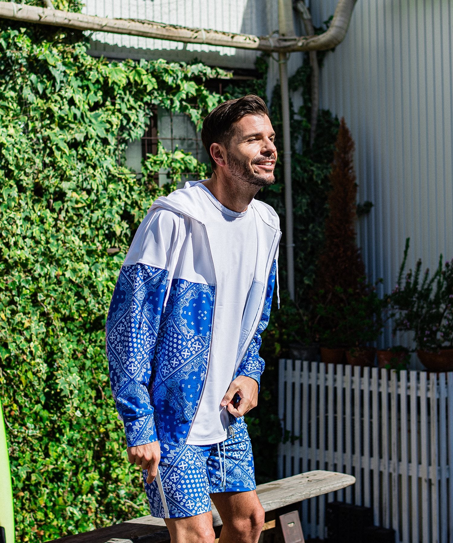 RESOUND CLOTHING リサウンド クロージング RC32-C-001 ラッシュ フーディ セットアップ Paisley RUSH OV ZIPUP HOODIE BANDANA BULE バンダナ ブルー