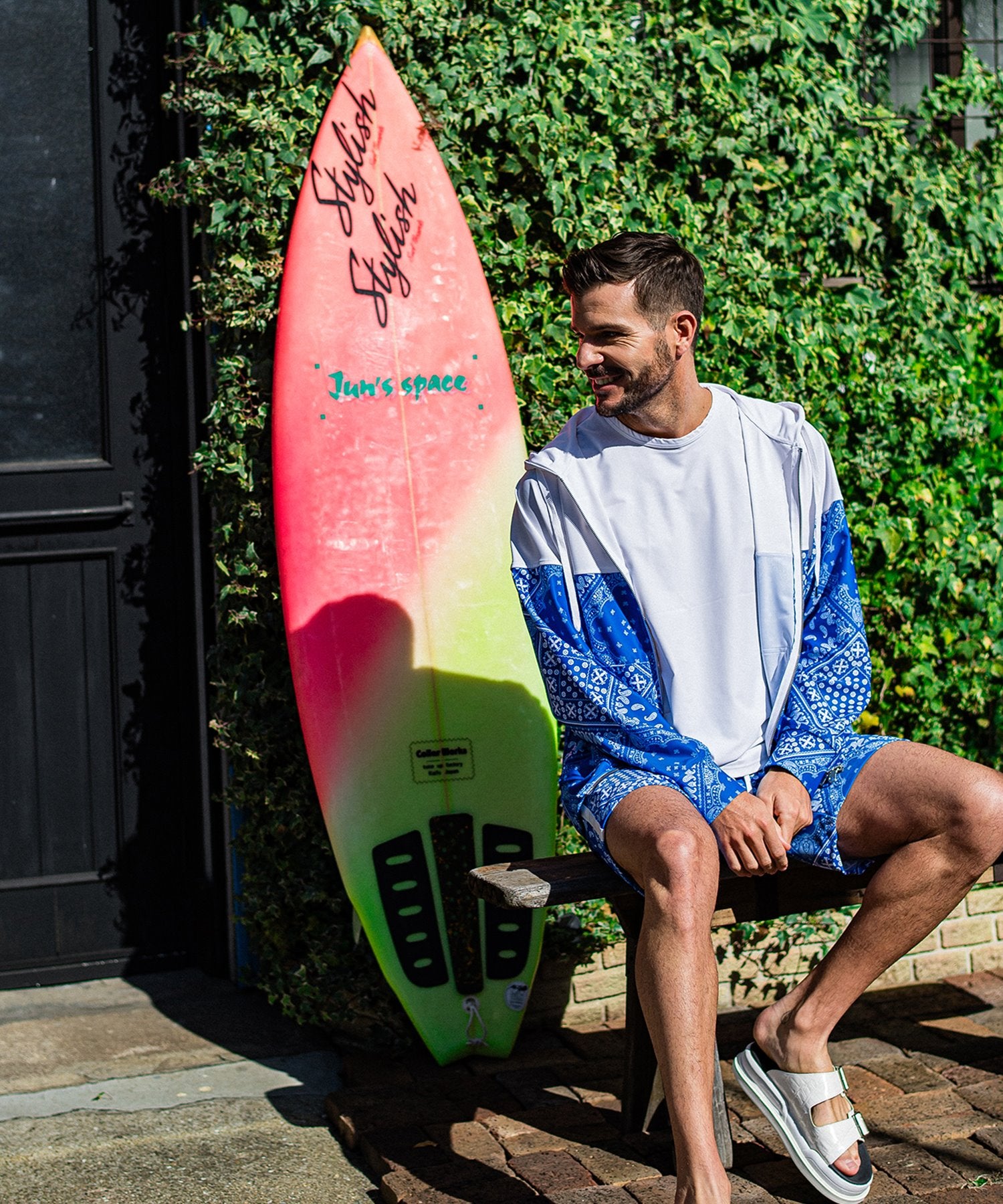 RESOUND CLOTHING リサウンド クロージング RC32-C-001 ラッシュ フーディ セットアップ Paisley RUSH OV ZIPUP HOODIE BANDANA BULE バンダナ ブルー