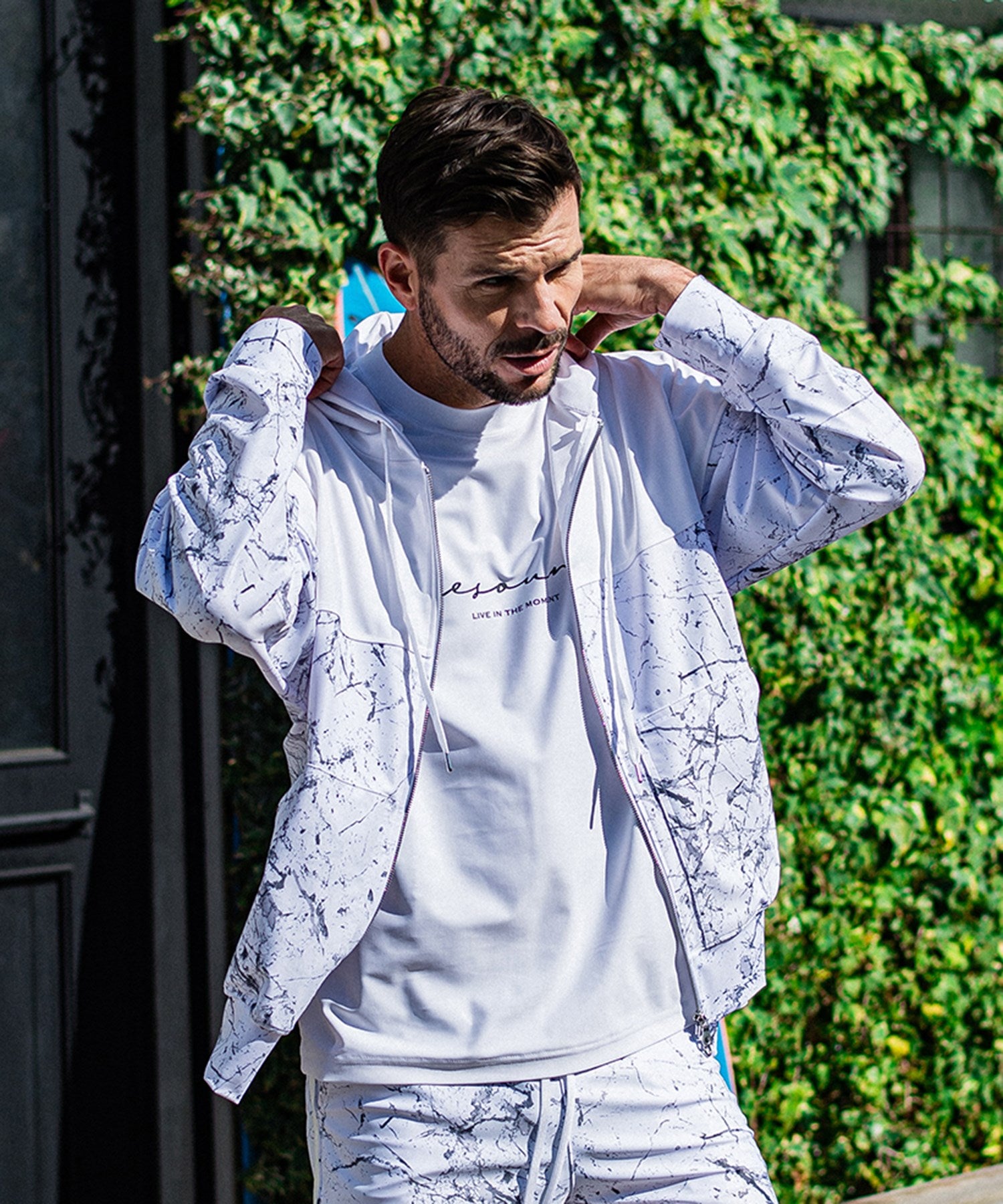 RESOUND CLOTHING リサウンド クロージング RC32-C-001 ペイント ラッシュフーディ セットアップ RUSH OV ZIPUP HOODIE PAINT WHITE ホワイト高岡蒼佑さん着用アイテム