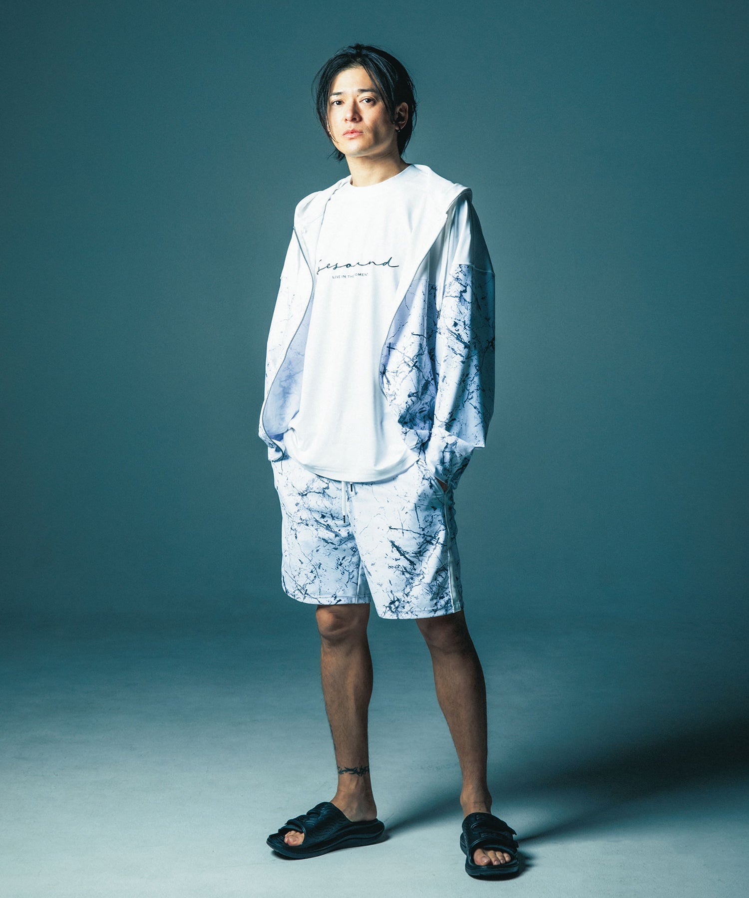 RESOUND CLOTHING リサウンド クロージング RC32-C-001 ペイント ラッシュフーディ セットアップ RUSH OV ZIPUP HOODIE PAINT WHITE ホワイト高岡蒼佑さん着用アイテム