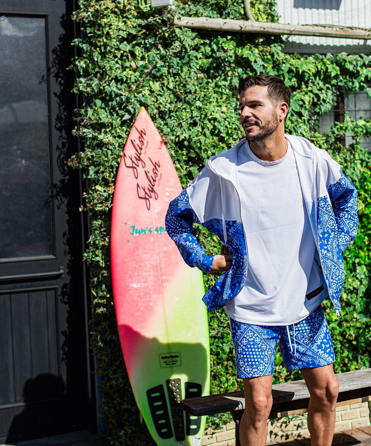 RESOUND CLOTHING リサウンド クロージング RC32-HP-002 ラッシュ ハーフパンツ セットアップ RUSH SHORTS BANDANA BULE バンダナ ブルー 高岡蒼佑さん着用アイテム