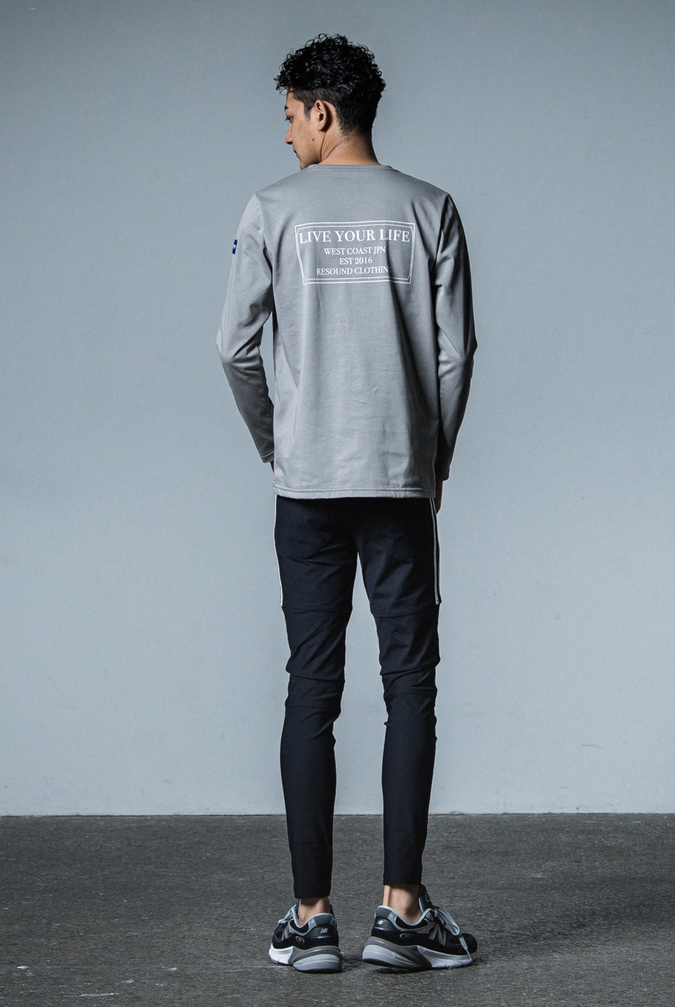 Johnson LINE NYLON PT BASIC-ST-009 SUPER TIGHT TAPERD ロングパンツ 機能素材 / BLACK×LINE WHITE