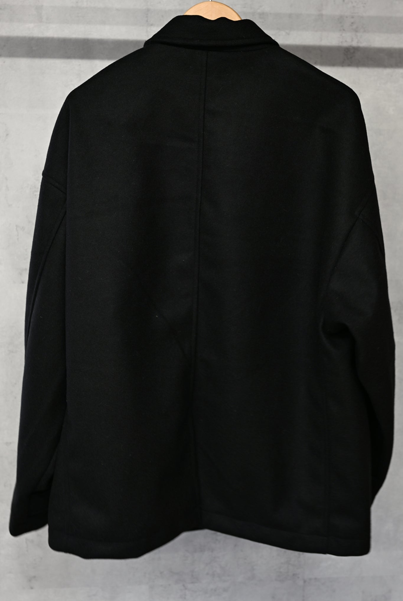 MELTON OVER PCOAT RC33-JK-007 LOOSE FIT ピーコート 高機能素材 / BLACK