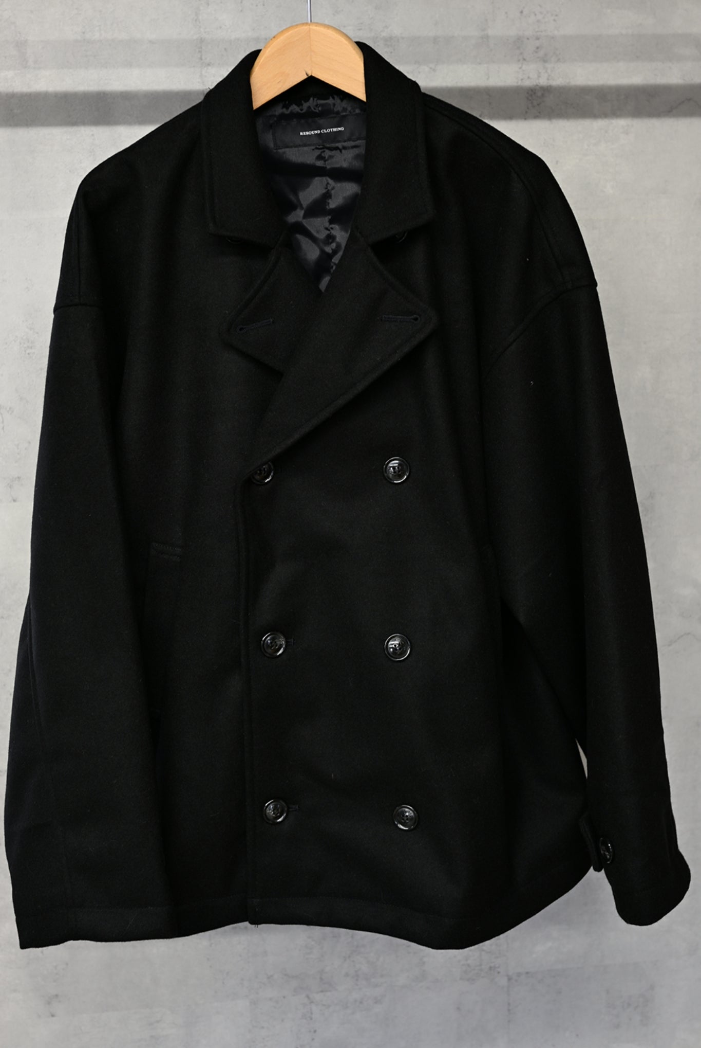 MELTON OVER PCOAT RC33-JK-007 LOOSE FIT ピーコート 高機能素材 / BLACK