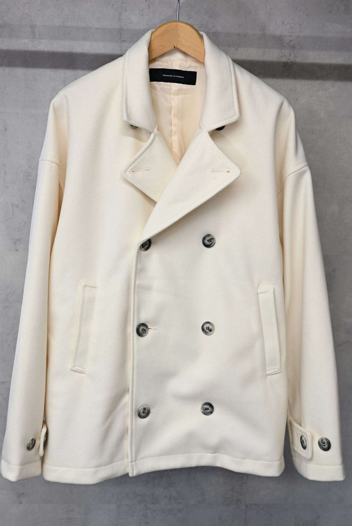 MELTON OVER PCOAT RC33-JK-007 LOOSE FIT ピーコート 高機能素材 / OFF WHITE