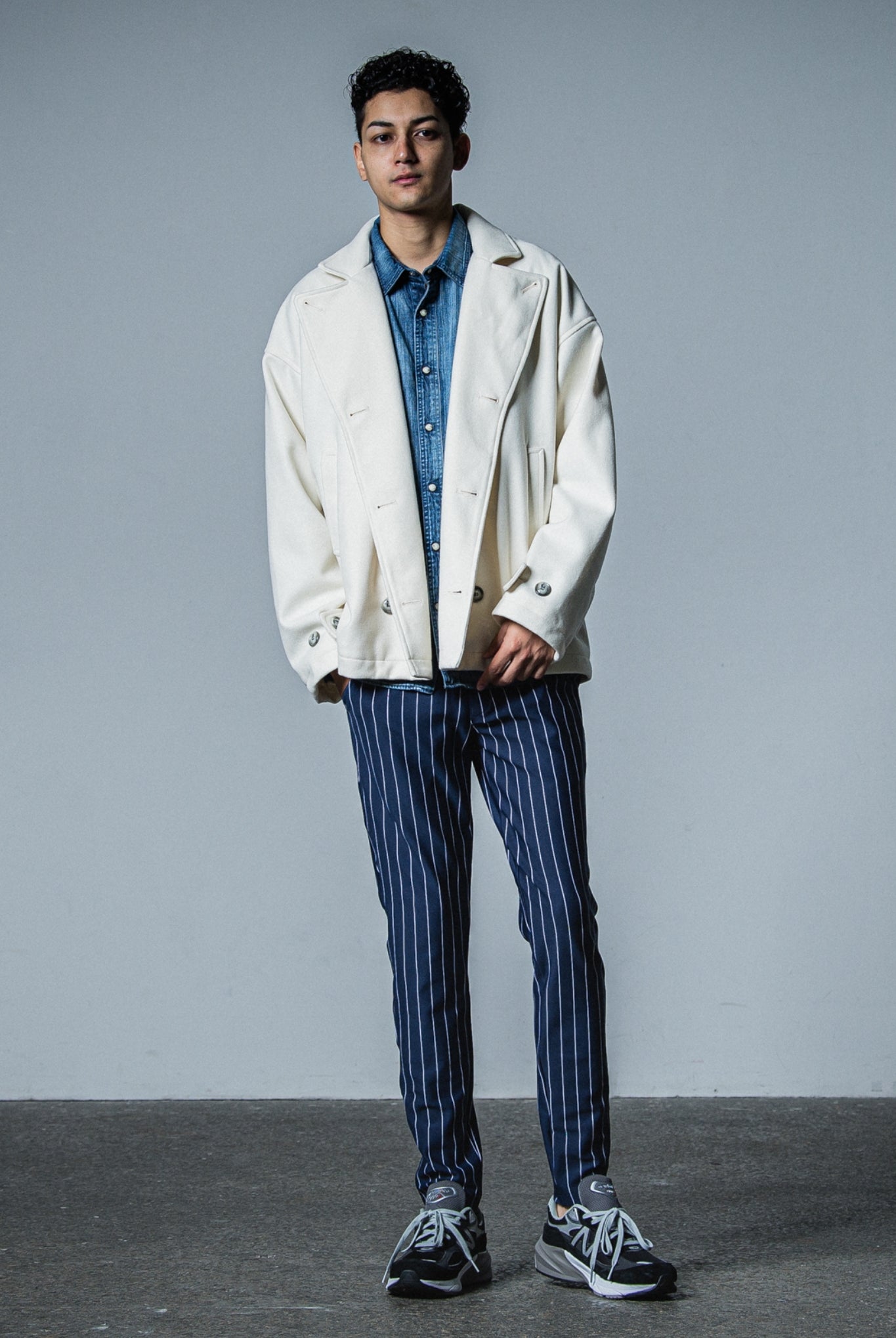 MELTON OVER PCOAT RC33-JK-007 LOOSE FIT ピーコート 高機能素材 / OFF WHITE