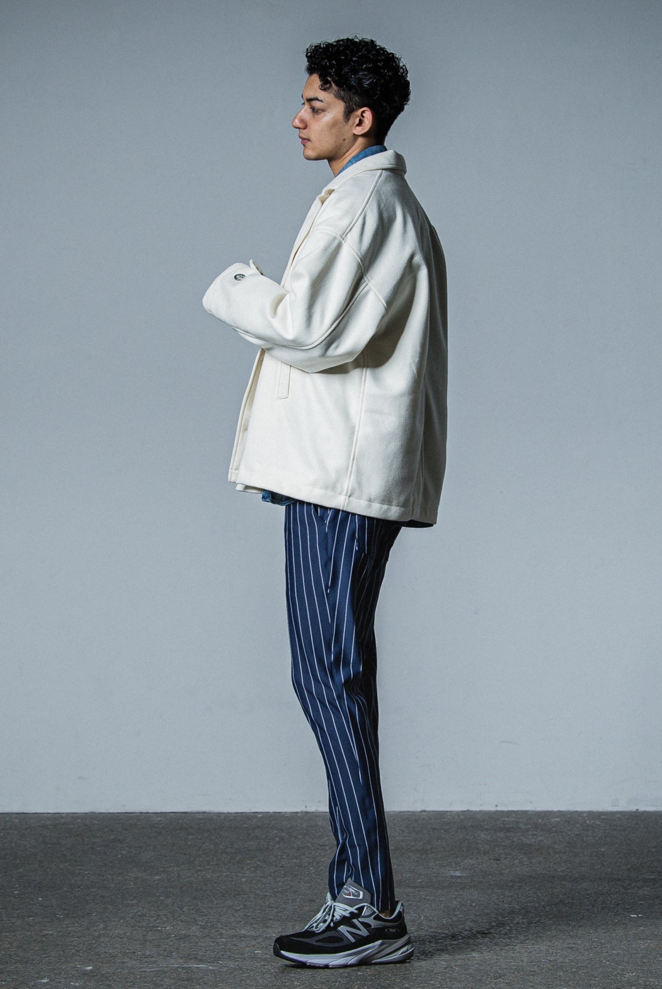 MELTON OVER PCOAT RC33-JK-007 LOOSE FIT ピーコート 高機能素材 / OFF WHITE