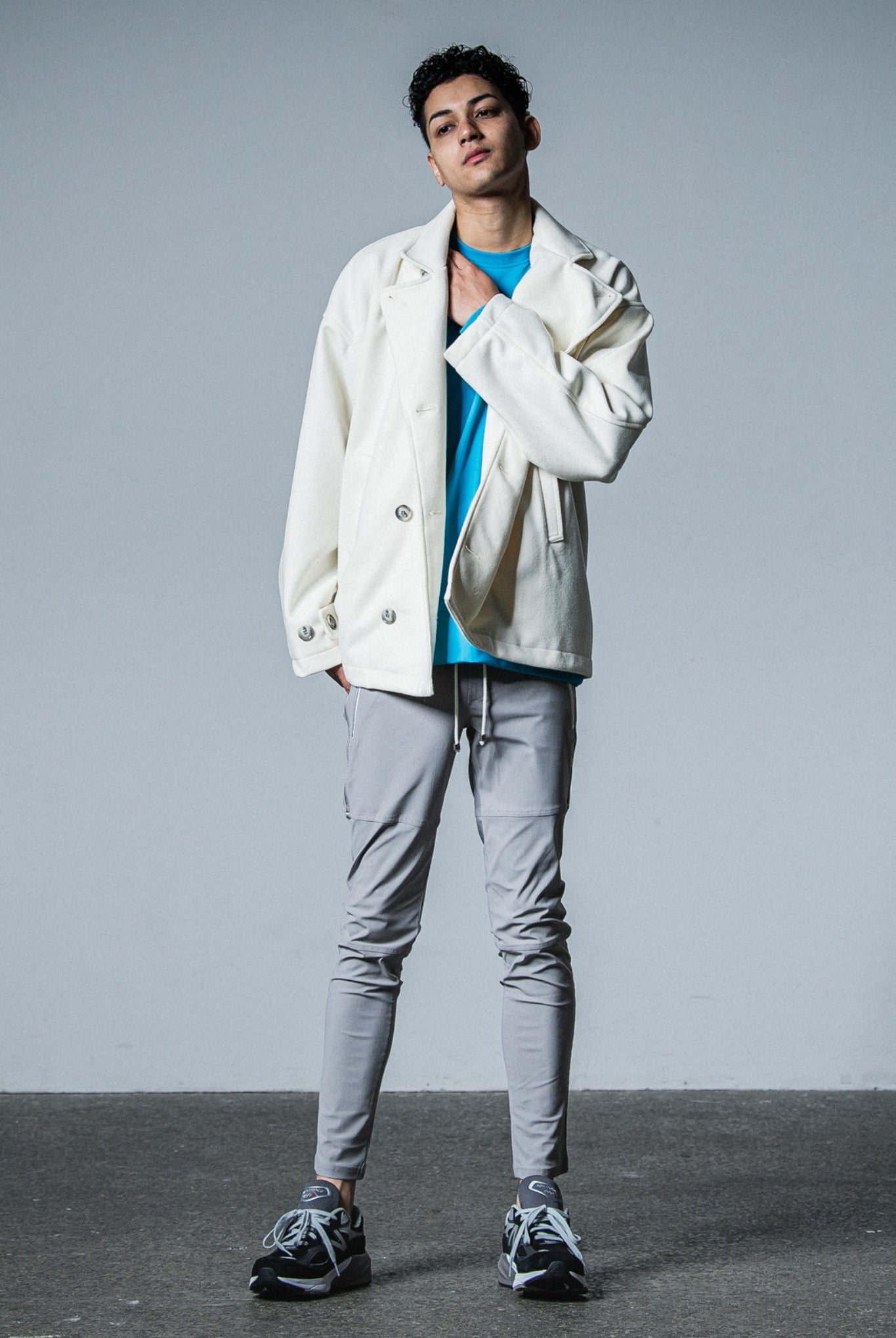 MELTON OVER PCOAT RC33-JK-007 LOOSE FIT ピーコート 高機能素材 / OFF WHITE