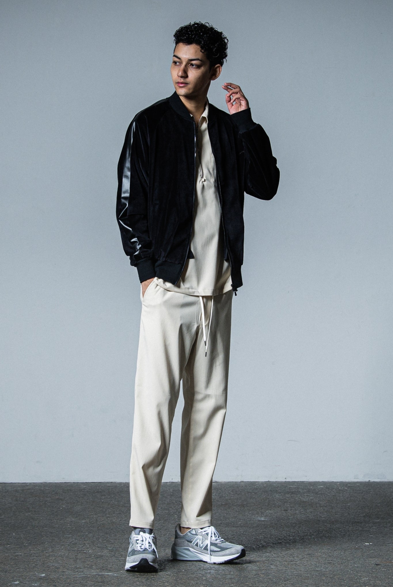 PULLOVER HALF shirt OVER SIZE シャツ / BEIGE