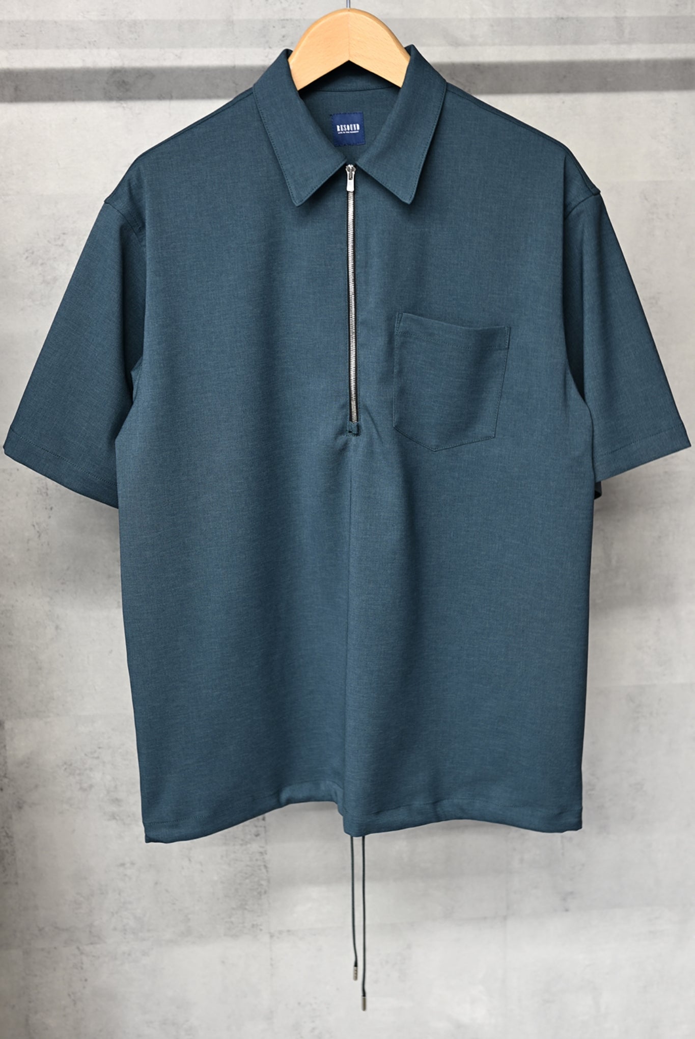 PULLOVER HALF shirt OVER SIZE シャツ / GREEN