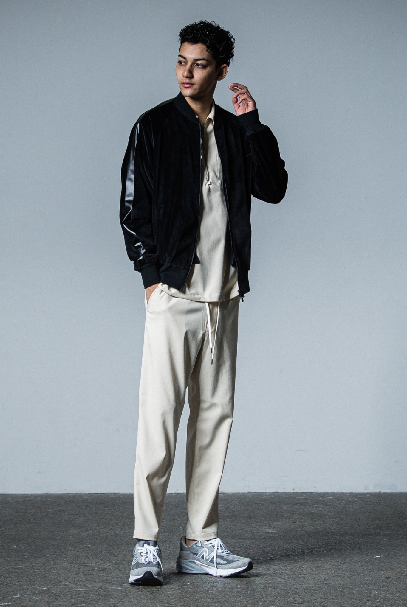 PAT WIDE EASY PANTS (POLY) RC33-ST-036BN WIDE TAPERD ロングパンツ ワイド イージースラックス ストレッチ / BEIGE