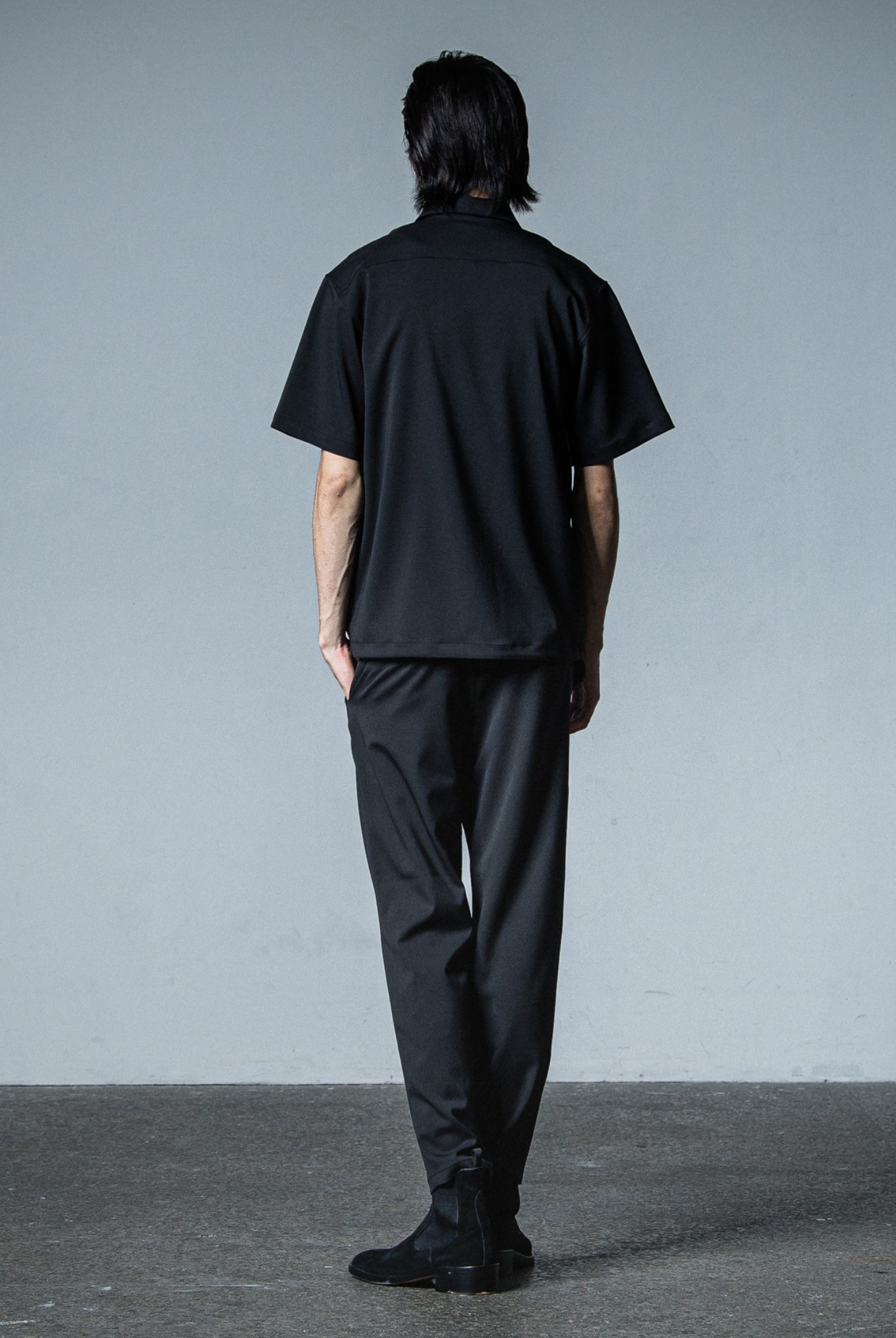 PAT WIDE EASY PANTS (POLY) RC33-ST-036BN WIDE TAPERD ロングパンツ ワイド イージースラックス ストレッチ / BLACK