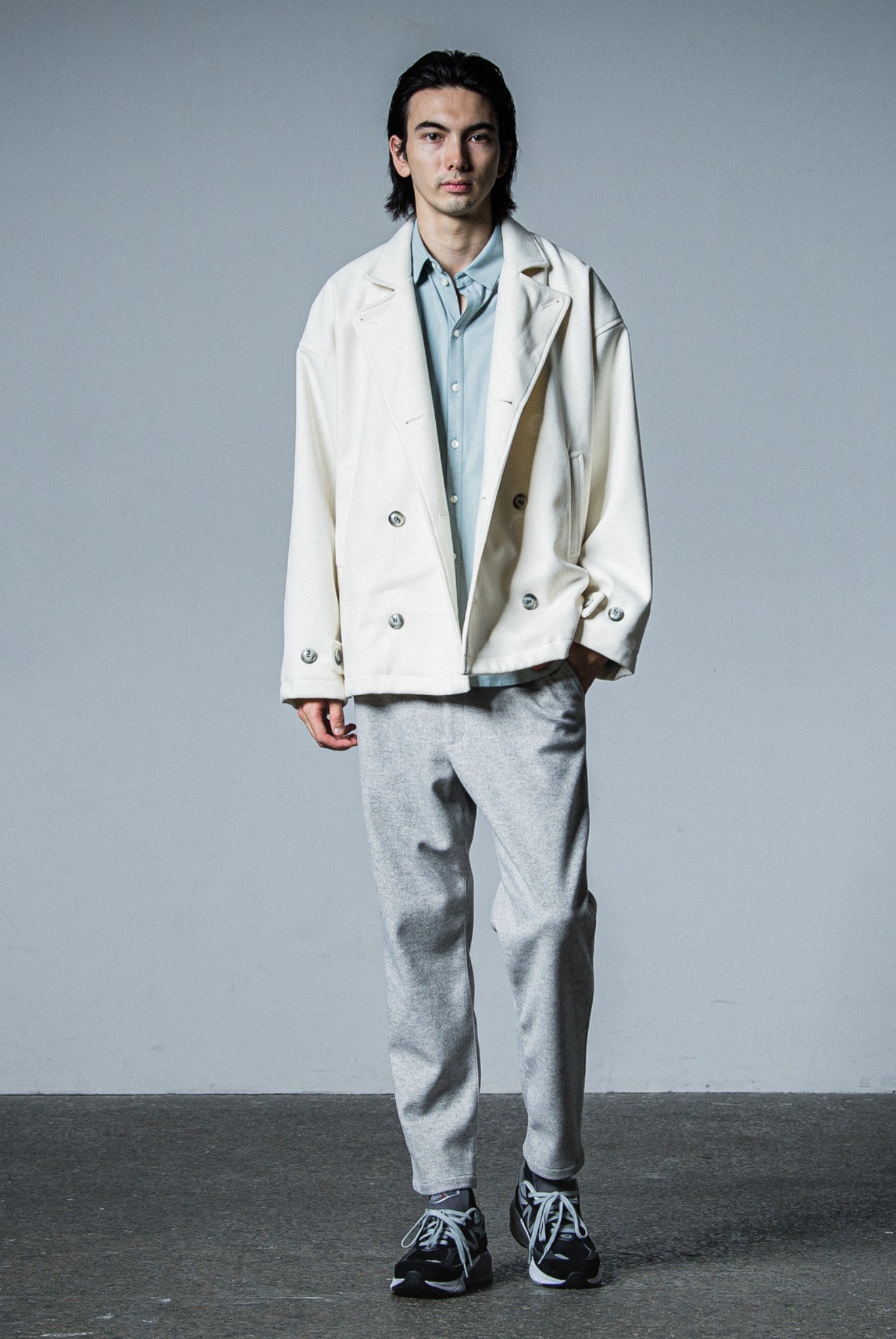 PAT WIDE EASY PANTS (MELTON) RC33-ST-036BN WIDE TAPERD ロングパンツ ワイド イージースラックス 保温 速乾 ストレッチ / GREY